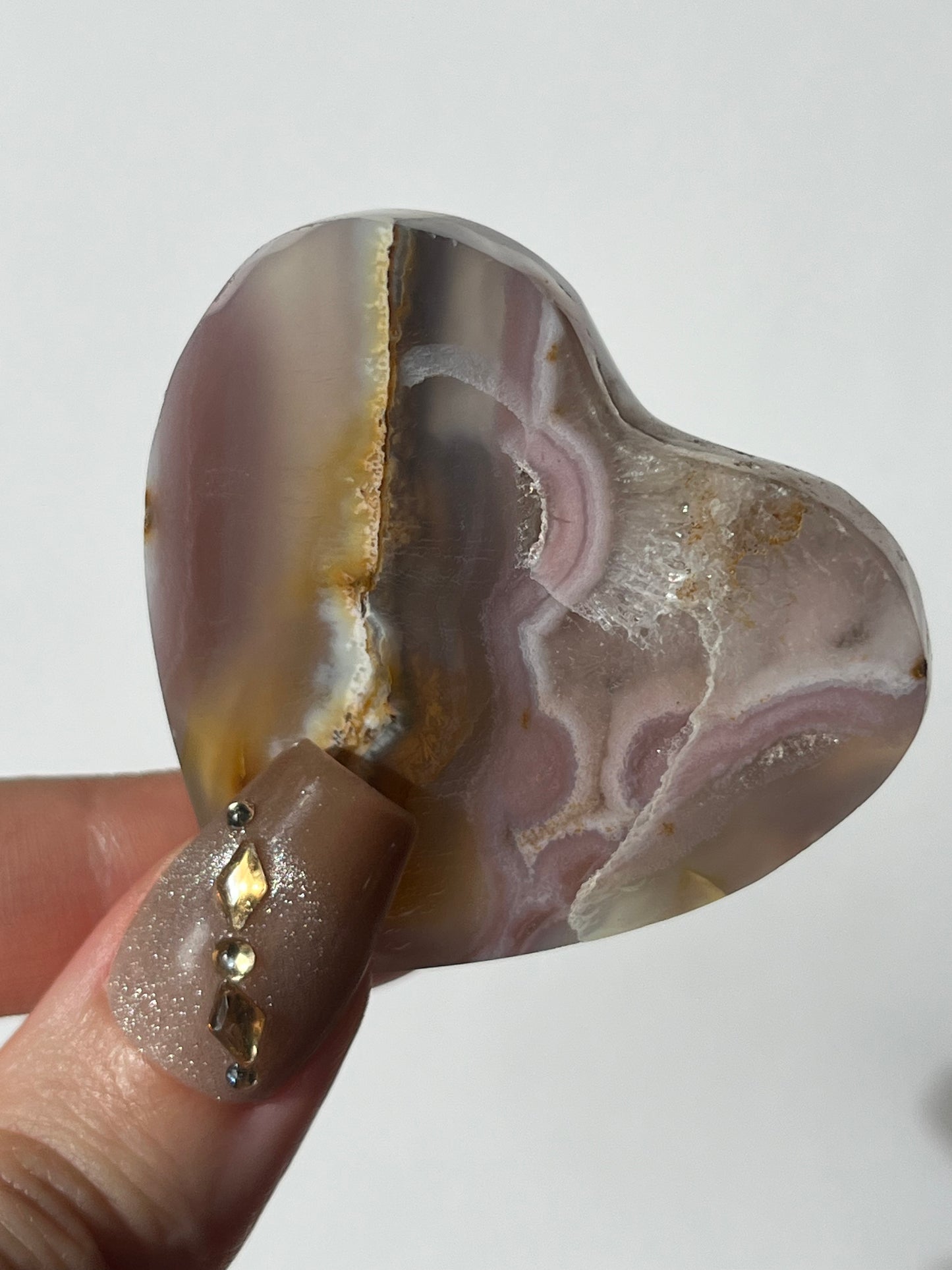 Pink Nebula Agate Flatback Heart