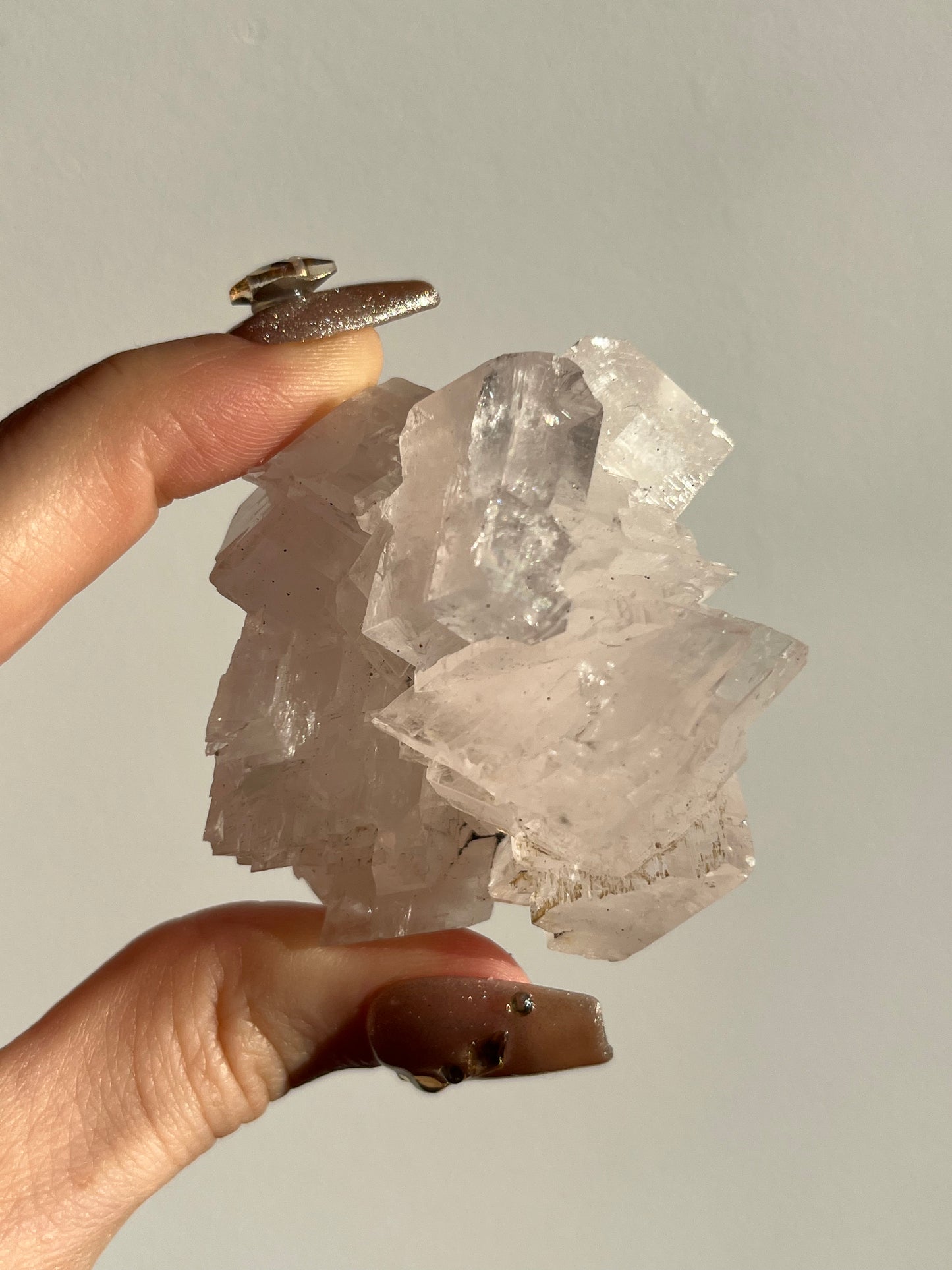 Pink Pagoda Calcite and Quartz Specimen F