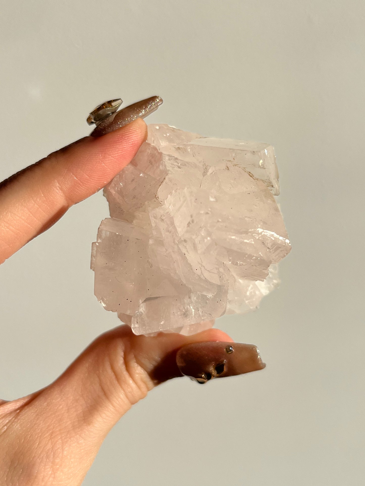 Pink Pagoda Calcite and Quartz Specimen F