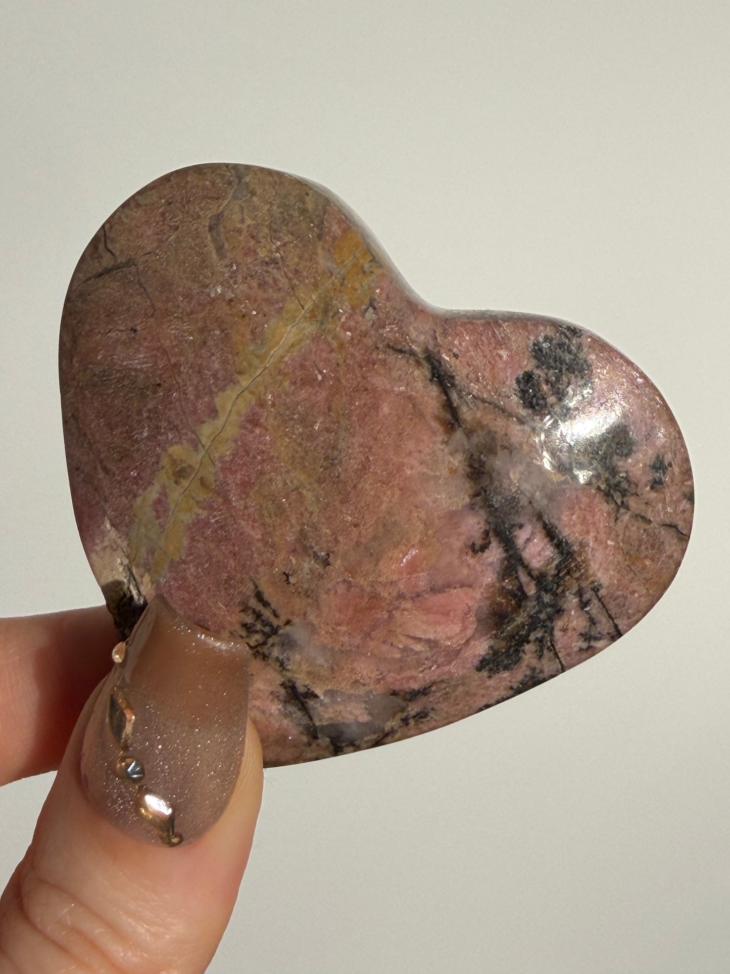 Indonesian Rhodonite and Manganese Included Heart A