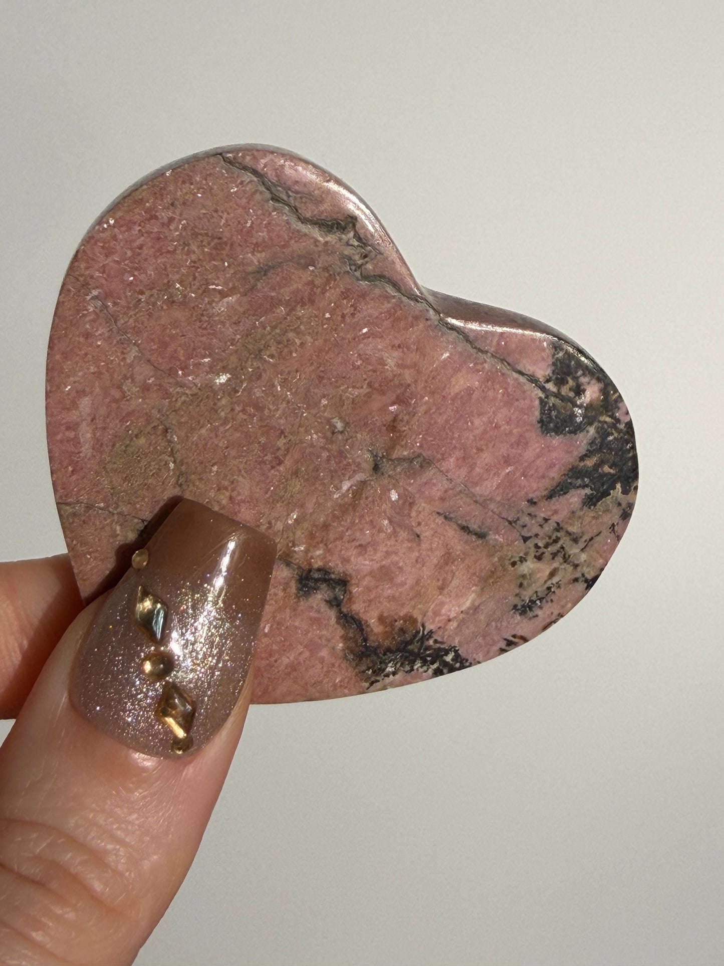 Indonesian Rhodonite and Manganese Included Heart B