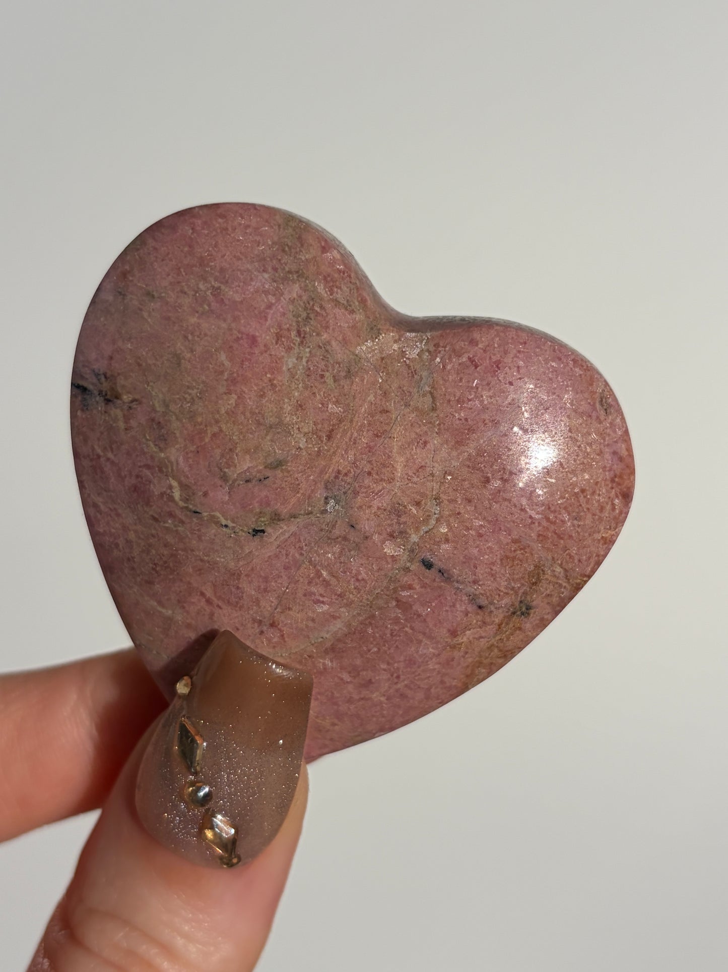 Indonesian Rhodonite and Manganese Included Heart J