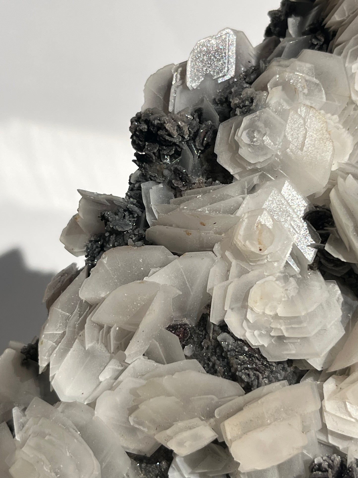 "The Queen of the Night" Pink Sakura Blossom Calcite on Quartz Coated Matrix Specimen with Custom Stand (Collector' Choice)