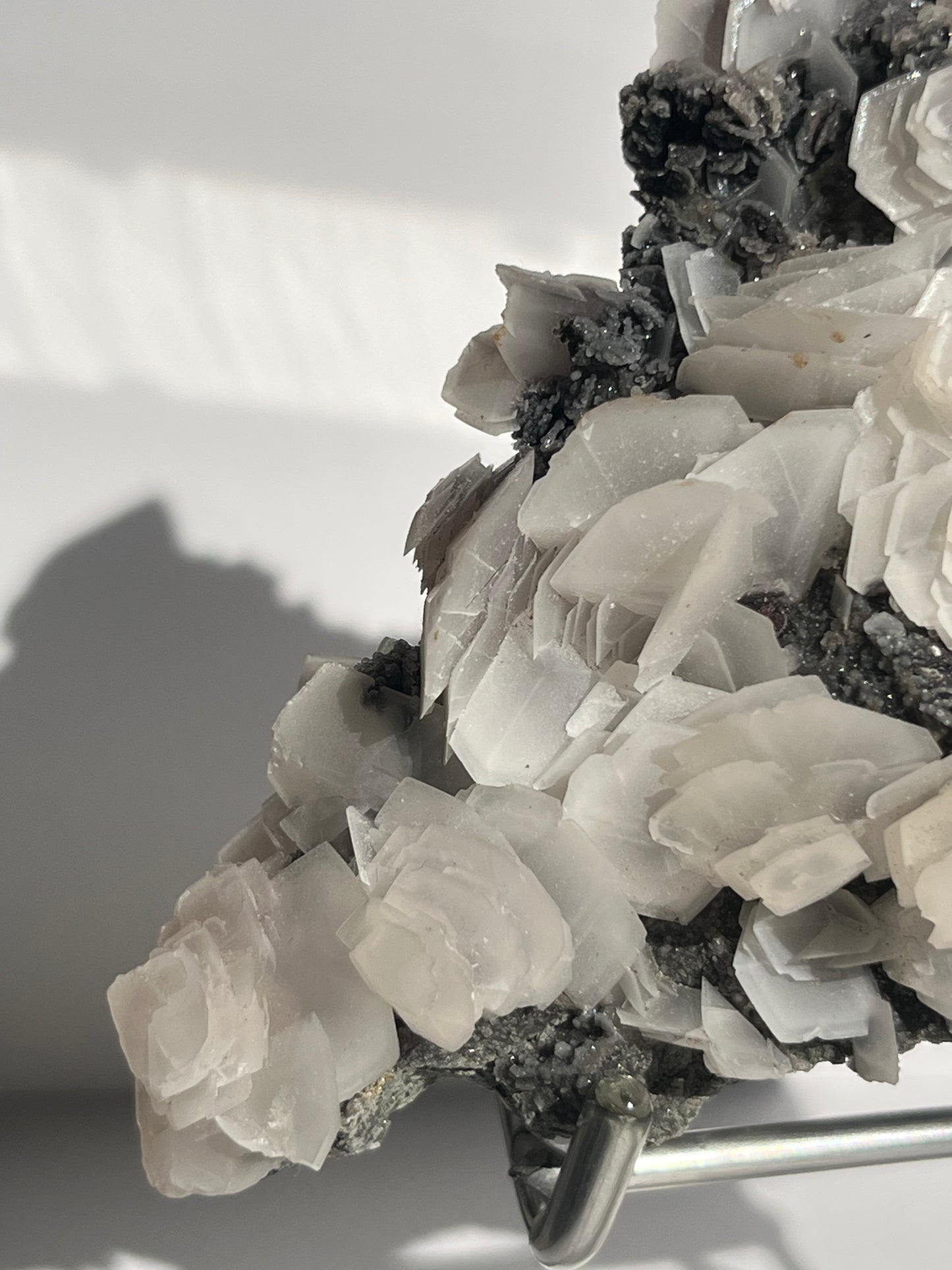 "The Queen of the Night" Pink Sakura Blossom Calcite on Quartz Coated Matrix Specimen with Custom Stand (Collector' Choice)