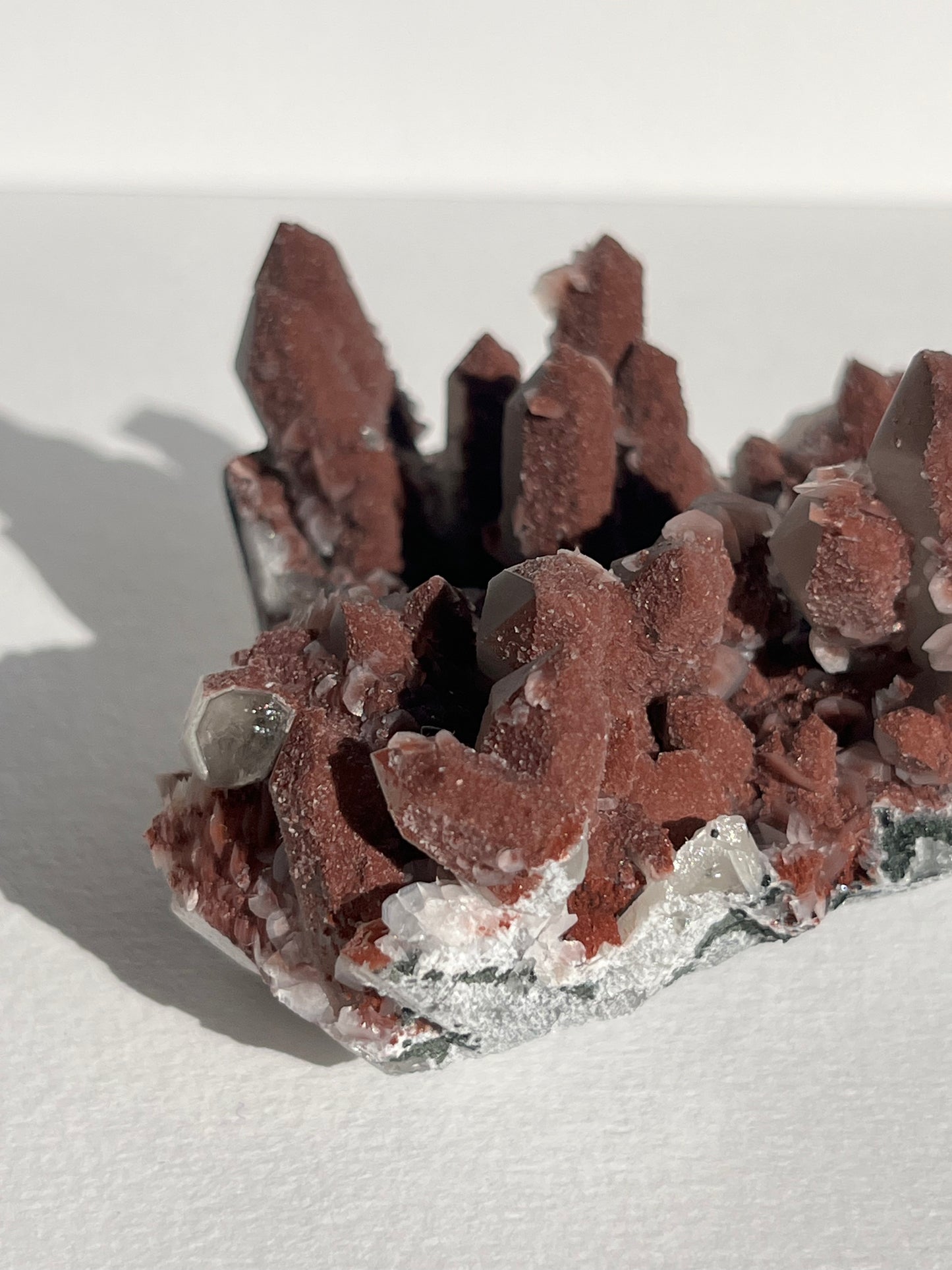 Pink Sakura Blossom Calcite on Quartz Specimen A