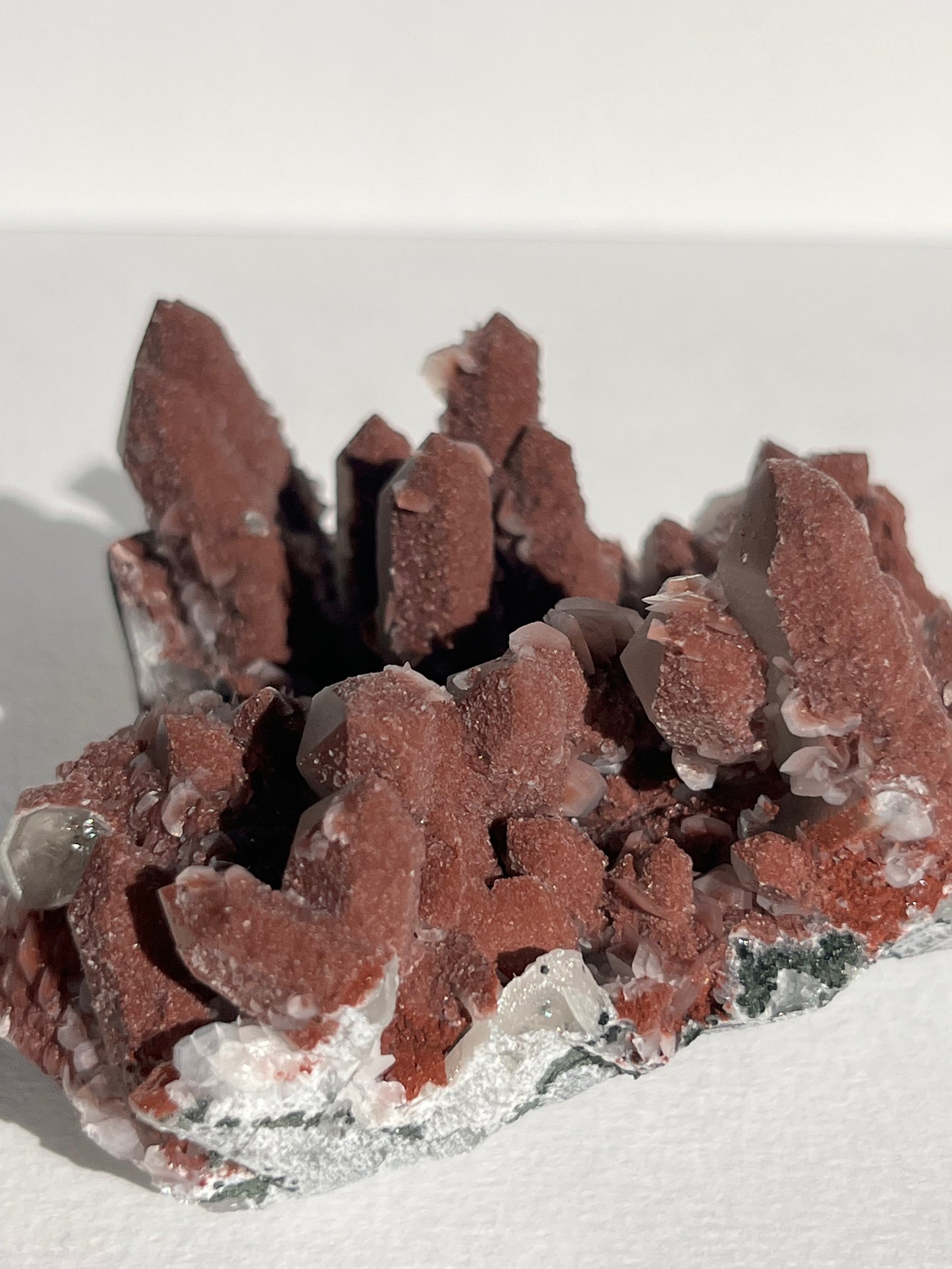 Pink Sakura Blossom Calcite on Quartz Specimen A