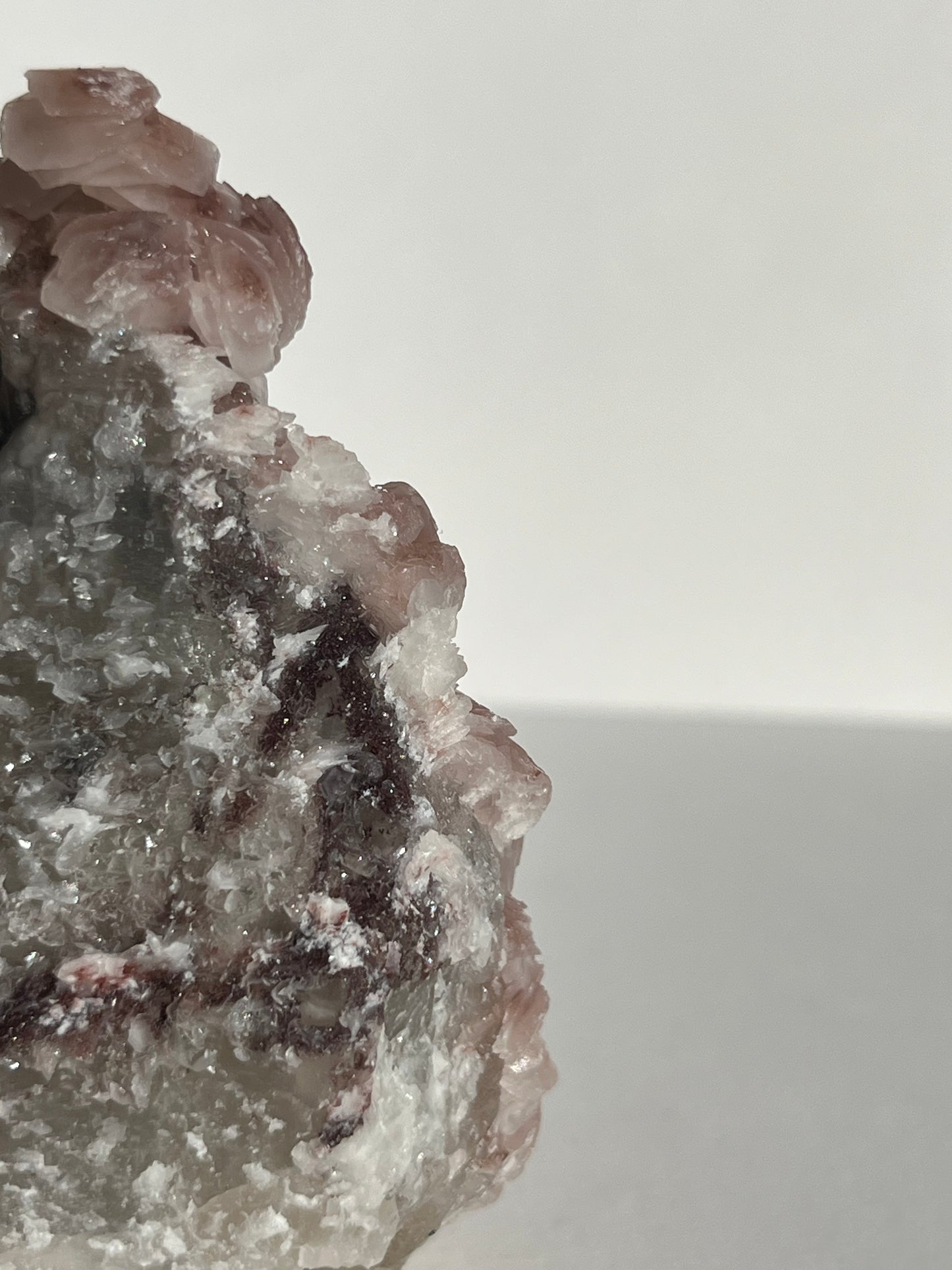 Pink Sakura Blossom Calcite on Quartz Specimen B