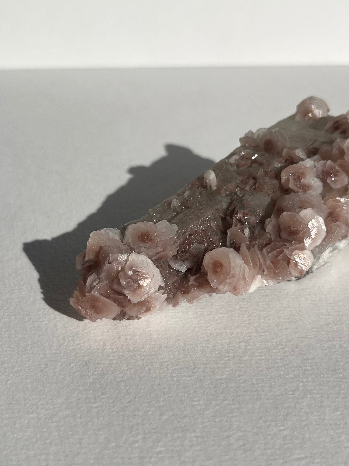 Pink Sakura Blossom Calcite on Quartz Specimen B
