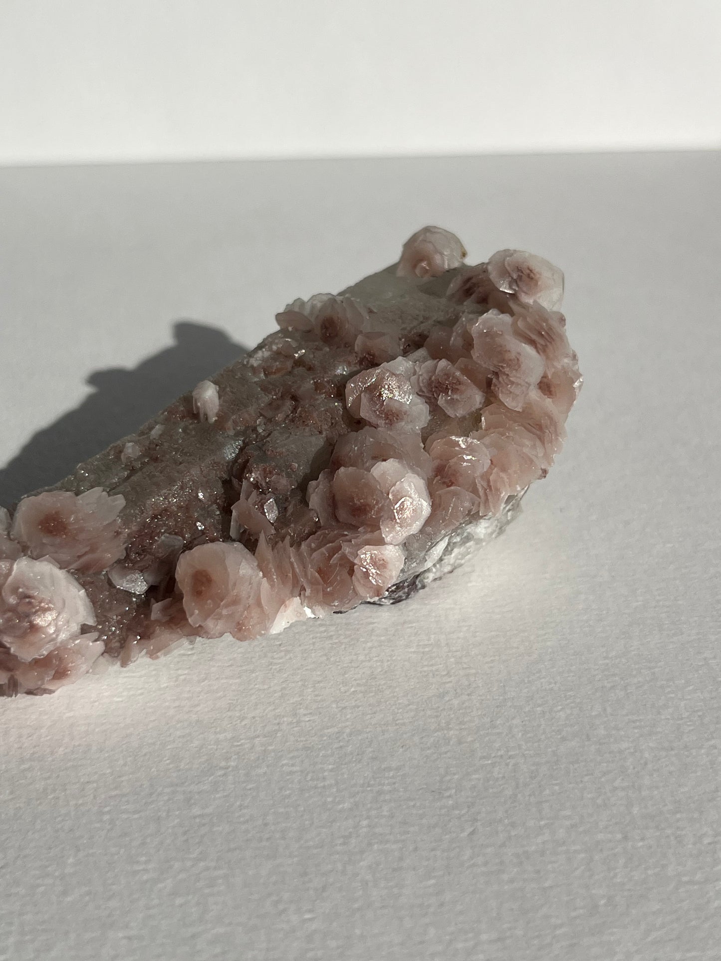 Pink Sakura Blossom Calcite on Quartz Specimen B