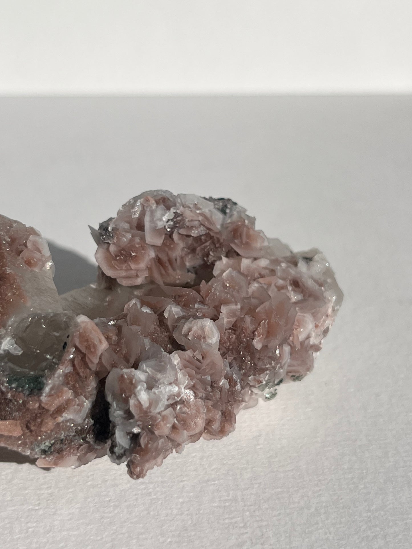 Pink Sakura Blossom Calcite on Quartz Specimen E