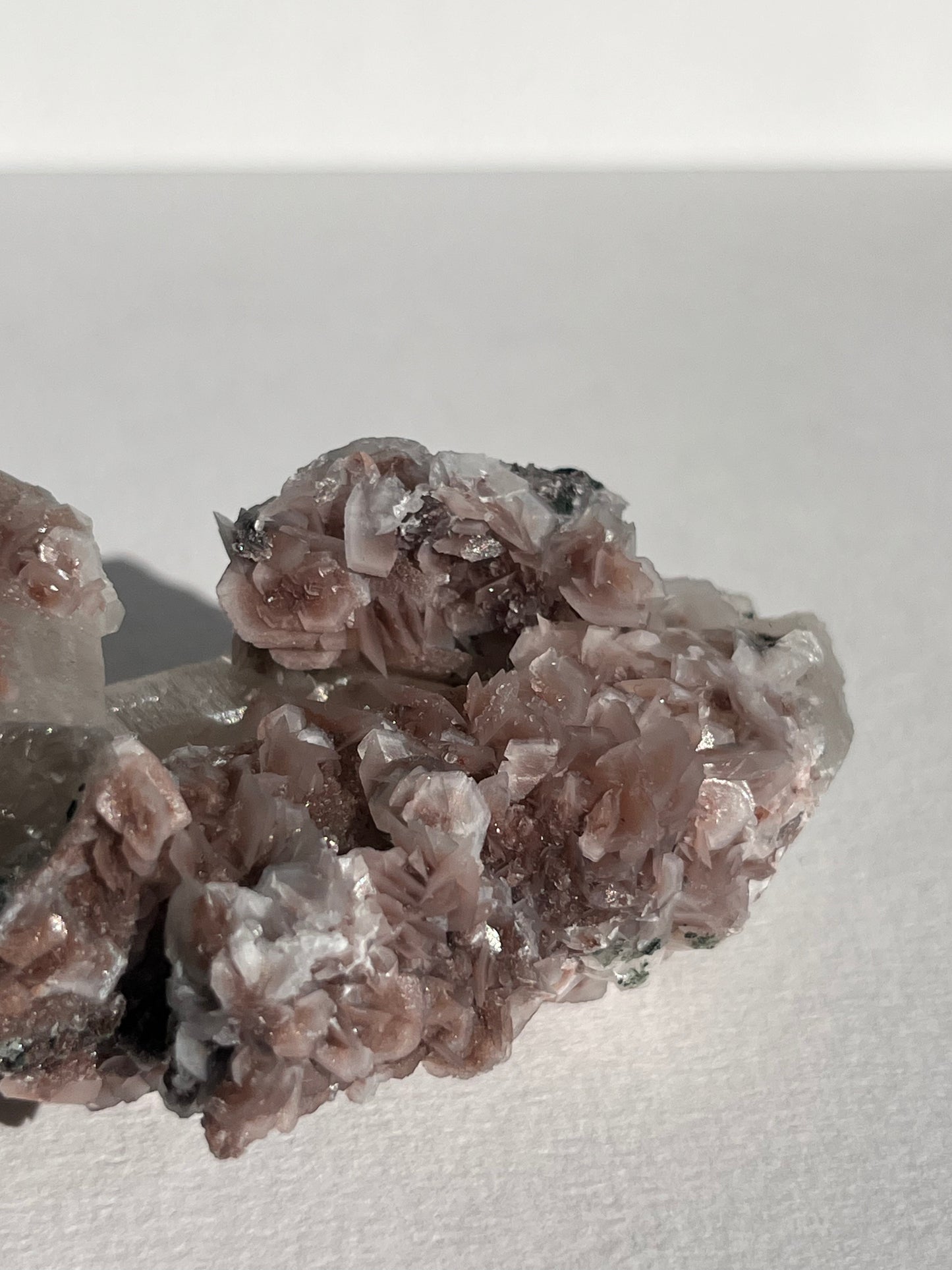 Pink Sakura Blossom Calcite on Quartz Specimen E