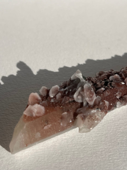 Pink Sakura Blossom Calcite on Quartz Specimen F