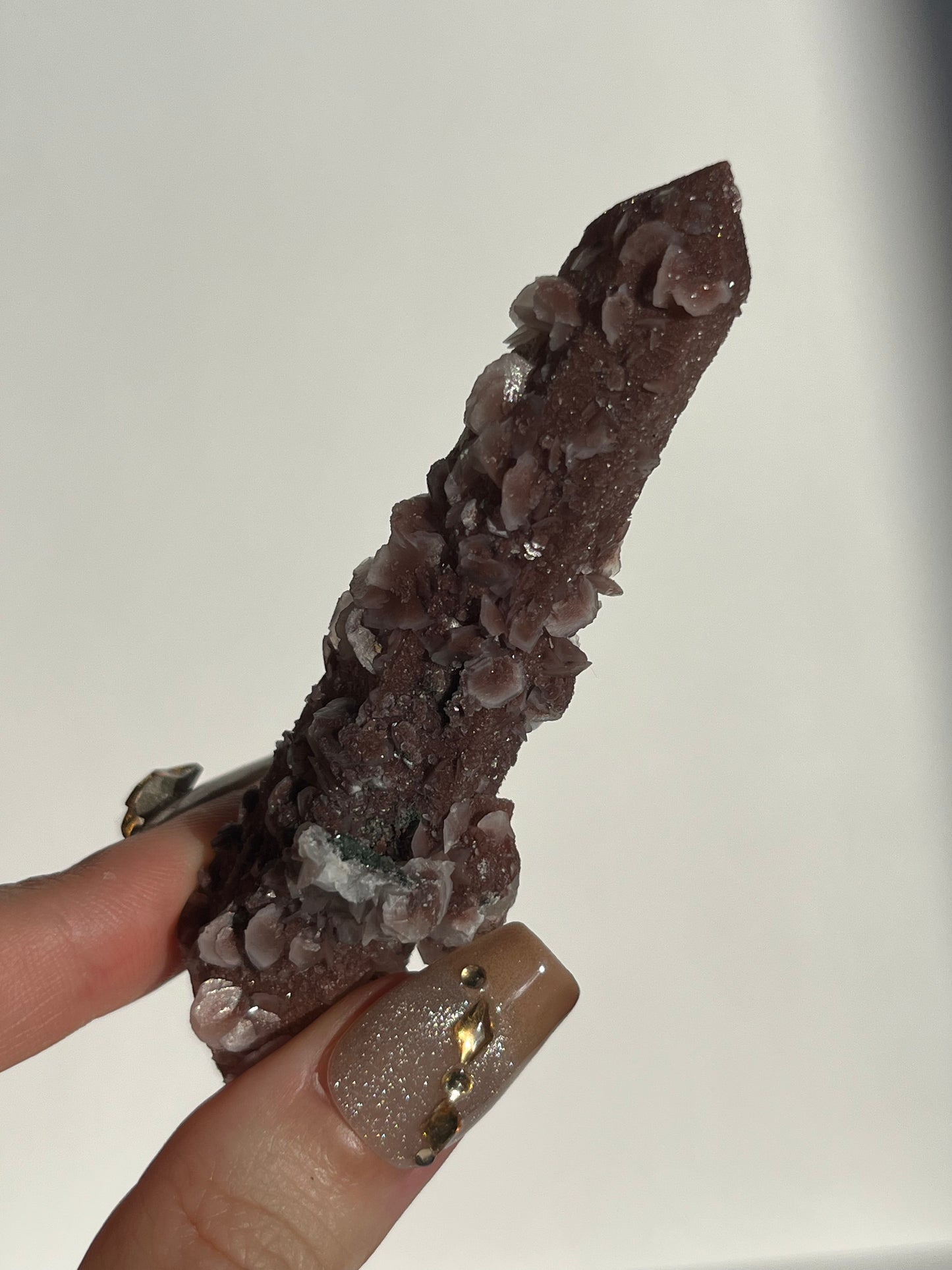 Pink Sakura Blossom Calcite on Quartz Specimen F