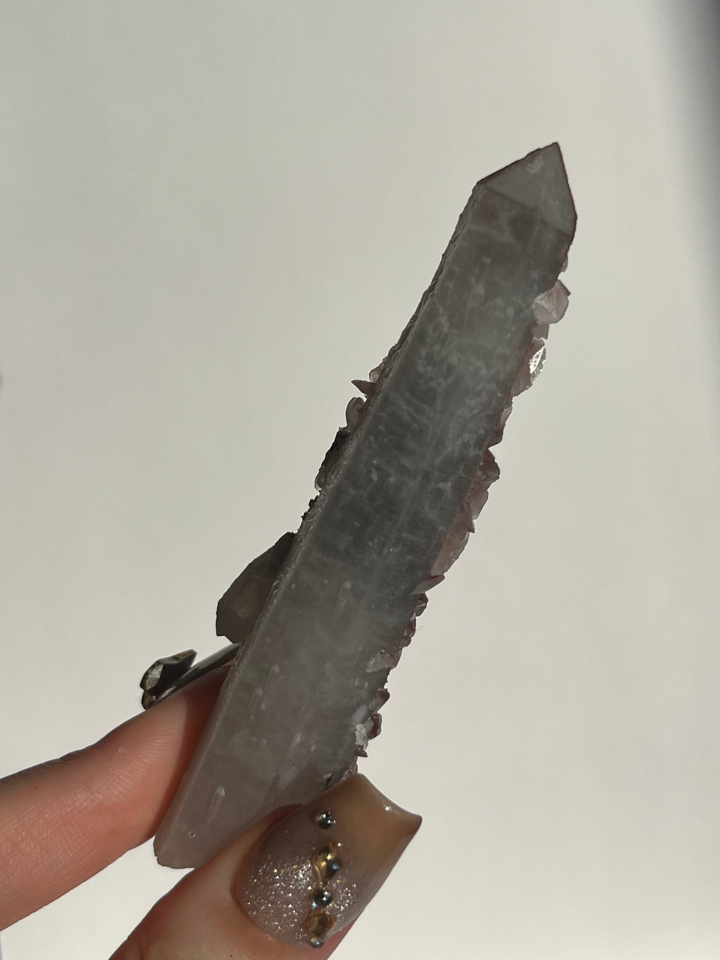 Pink Sakura Blossom Calcite on Quartz Specimen F