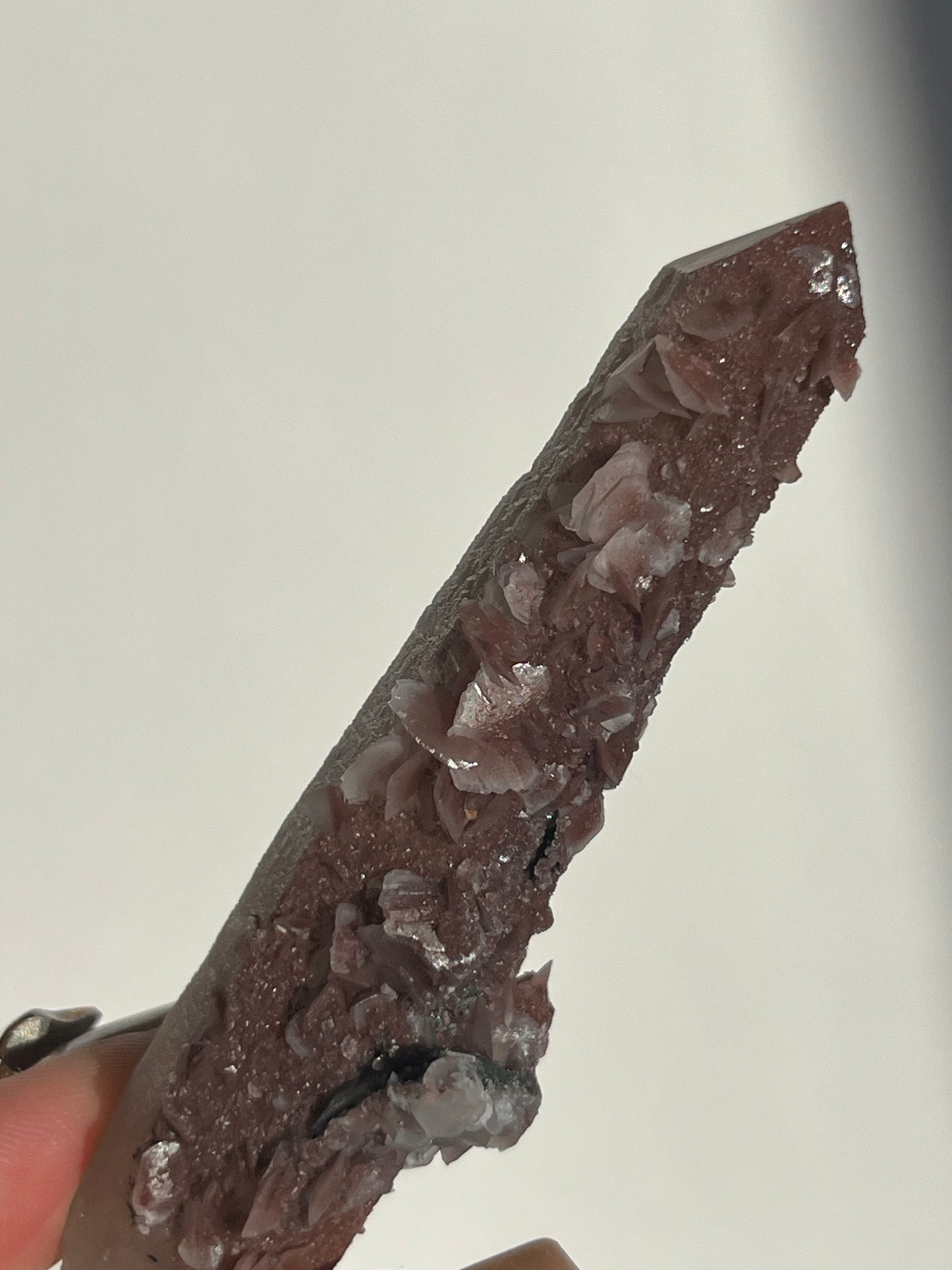 Pink Sakura Blossom Calcite on Quartz Specimen F