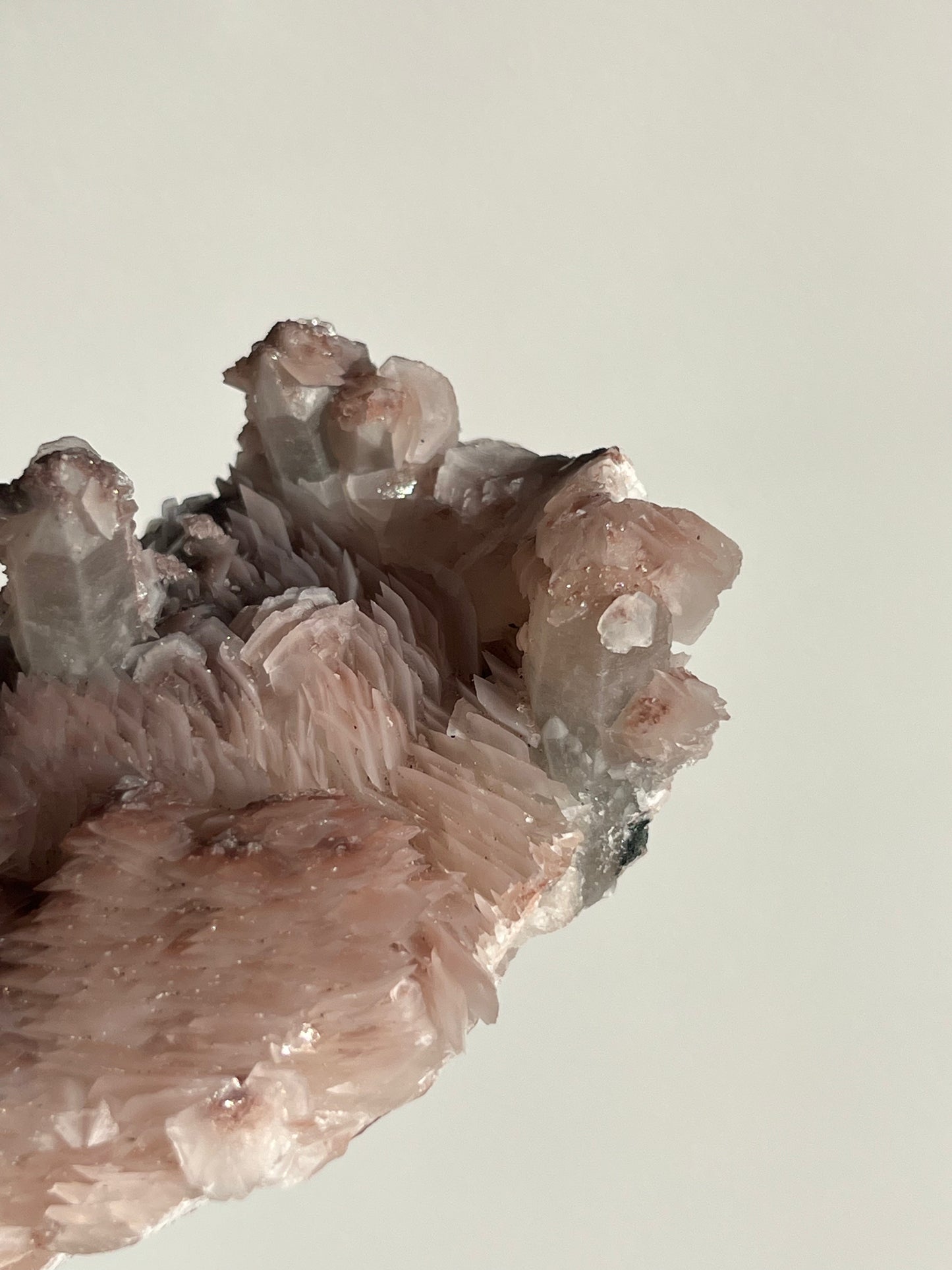 Pink Sakura Blossom Calcite on Quartz Specimen O