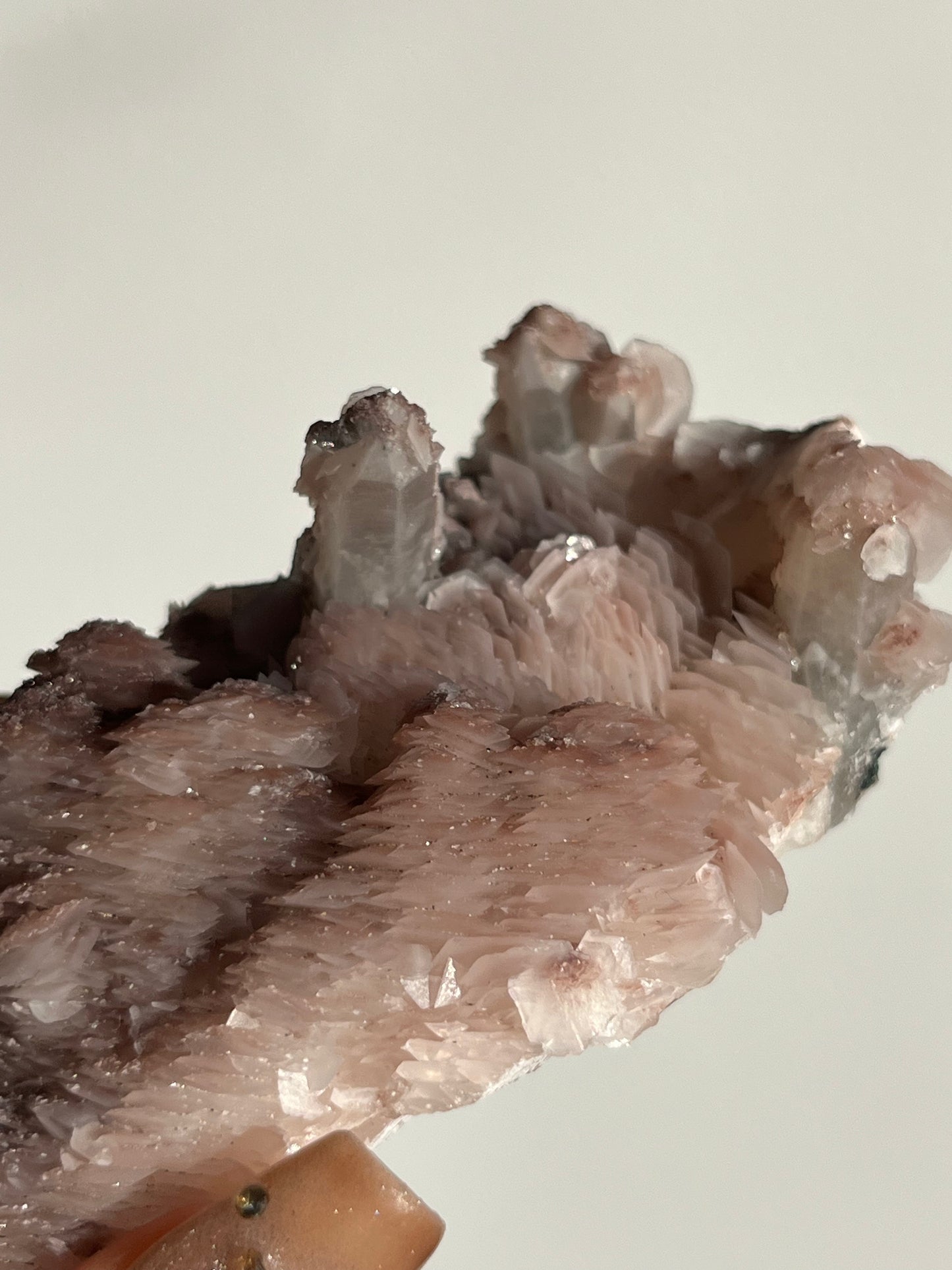 Pink Sakura Blossom Calcite on Quartz Specimen O