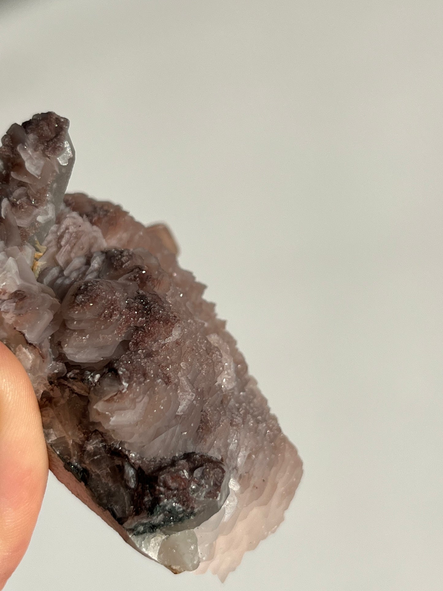Pink Sakura Blossom Calcite on Quartz Specimen O