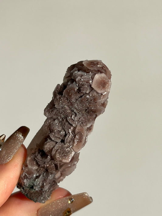 Pink Sakura Blossom Calcite on Quartz Specimen G