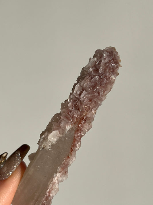 Pink Sakura Blossom Calcite on Quartz Specimen I
