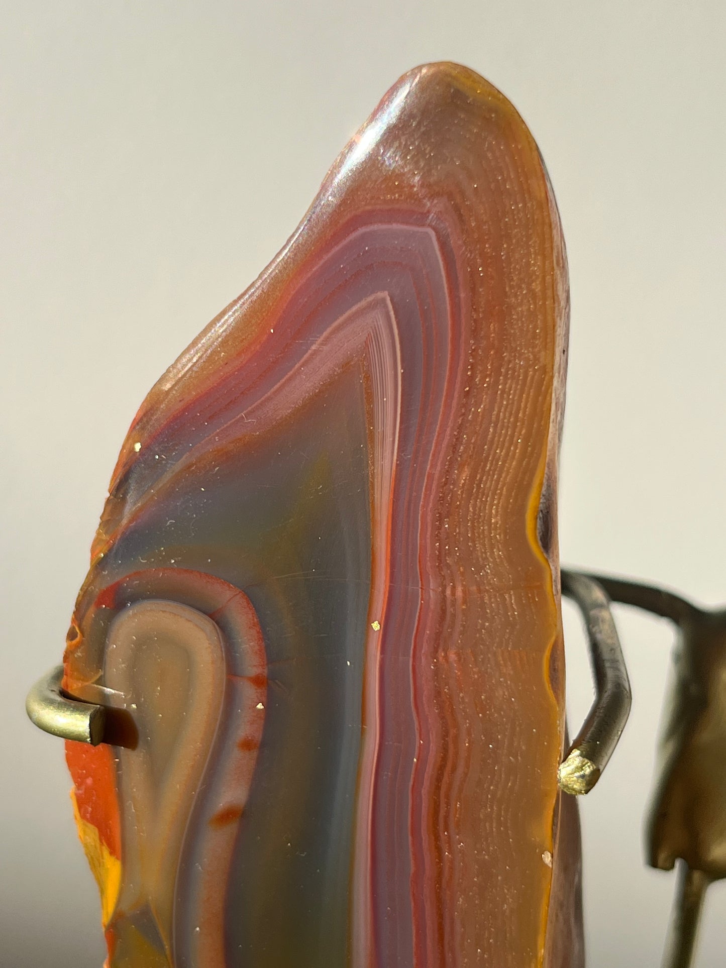 ‘Rosestone Monolith' Pink West Indonesian Agate Butterfly Pair on Stand