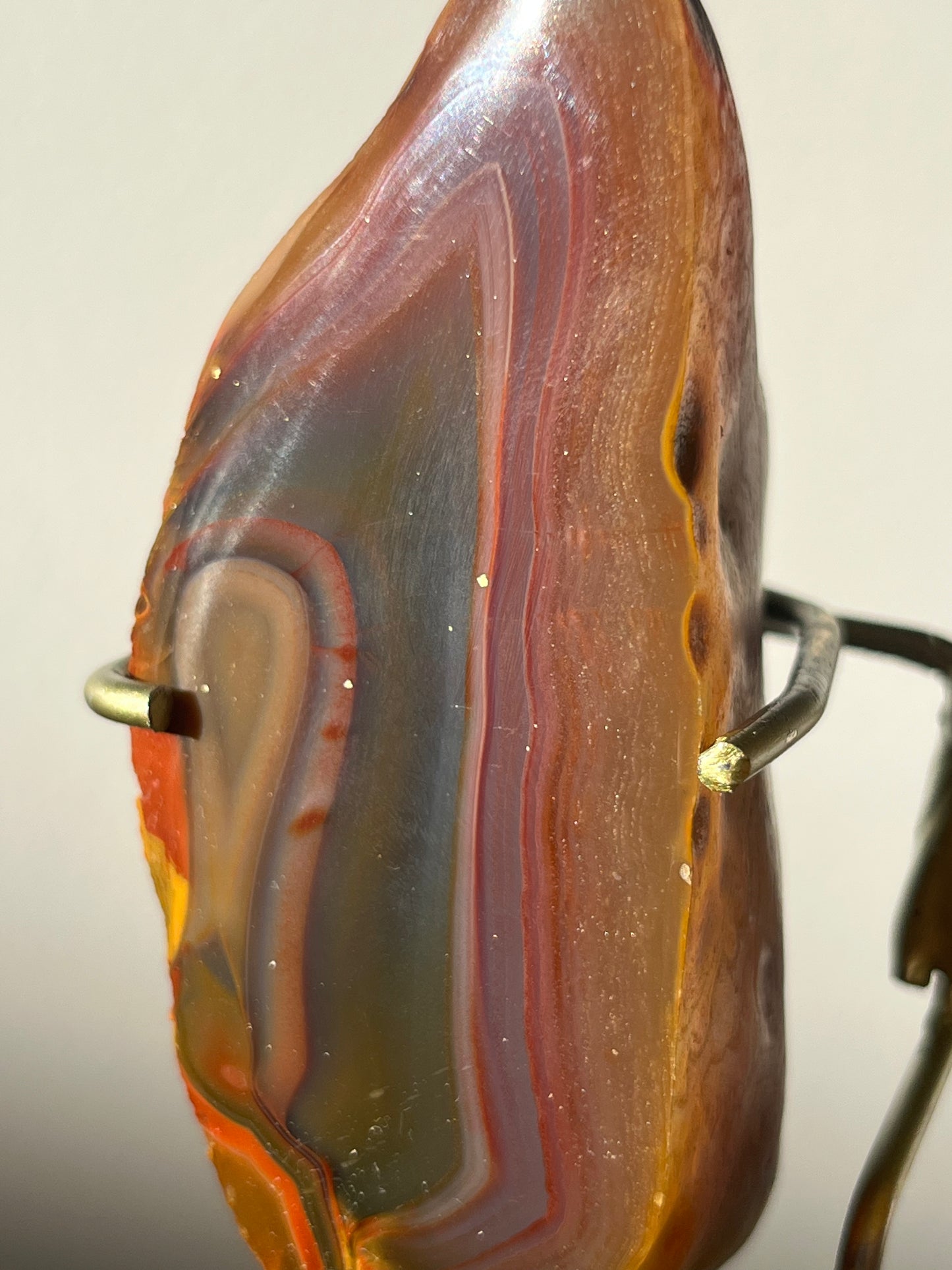 ‘Rosestone Monolith' Pink West Indonesian Agate Butterfly Pair on Stand