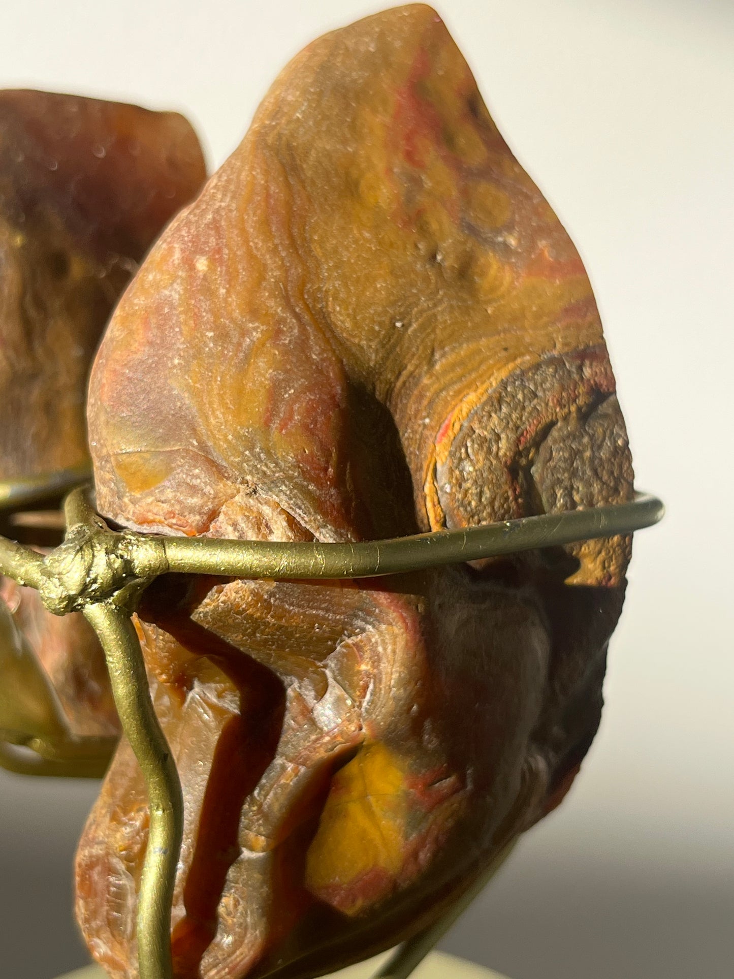 ‘Rosestone Monolith' Pink West Indonesian Agate Butterfly Pair on Stand