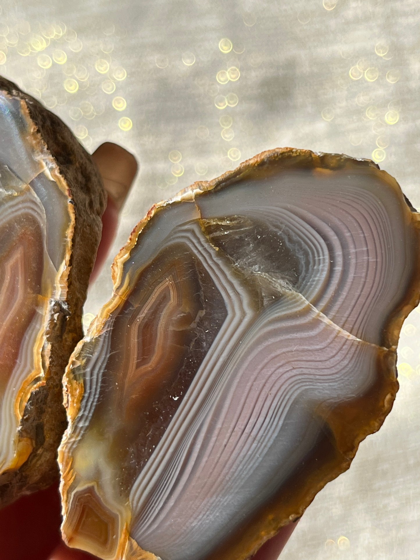 “Rosewater Currents” Pink West Indonesian Agate Pair B