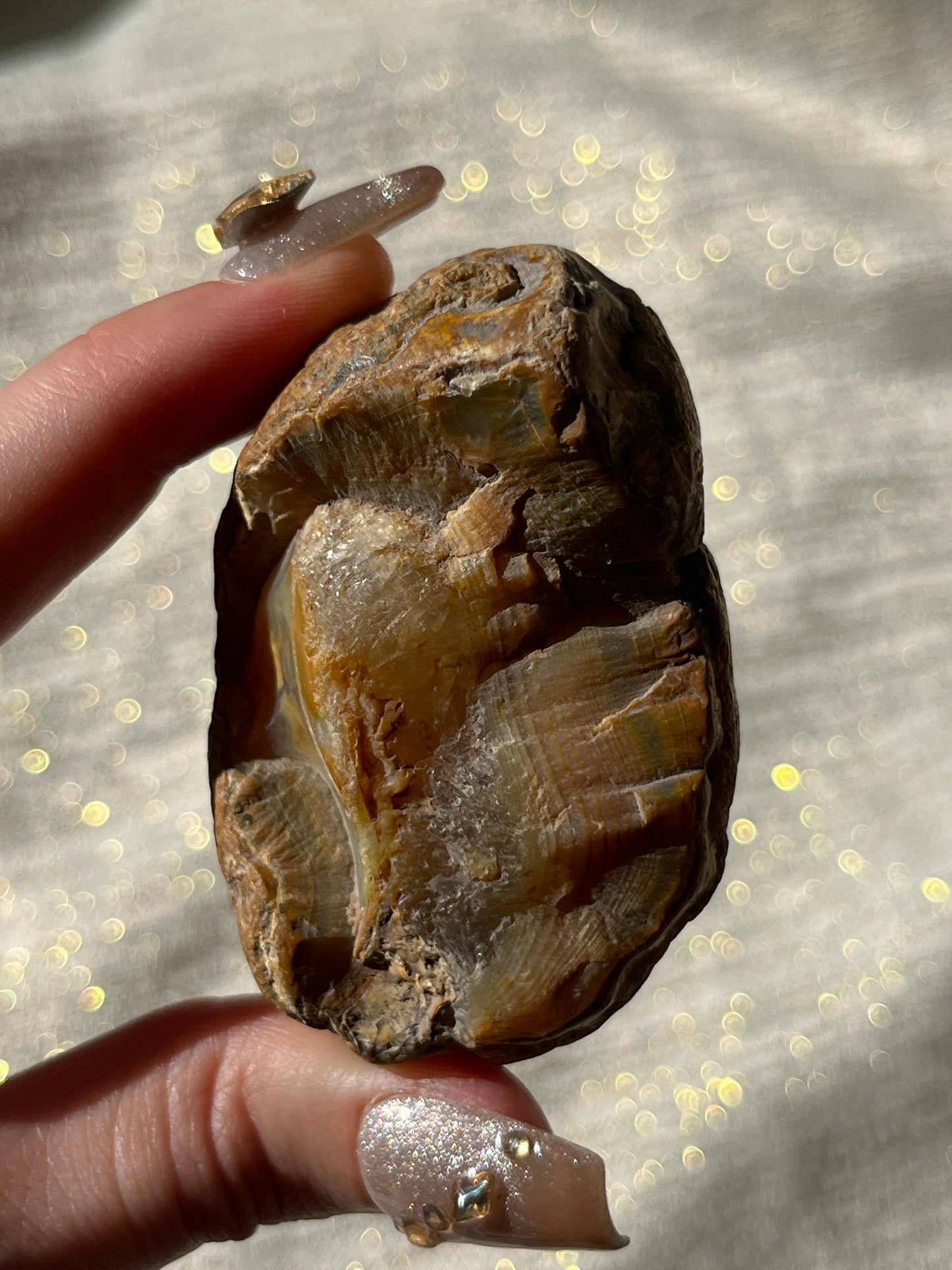 “Rosewater Currents” Pink West Indonesian Agate Pair B