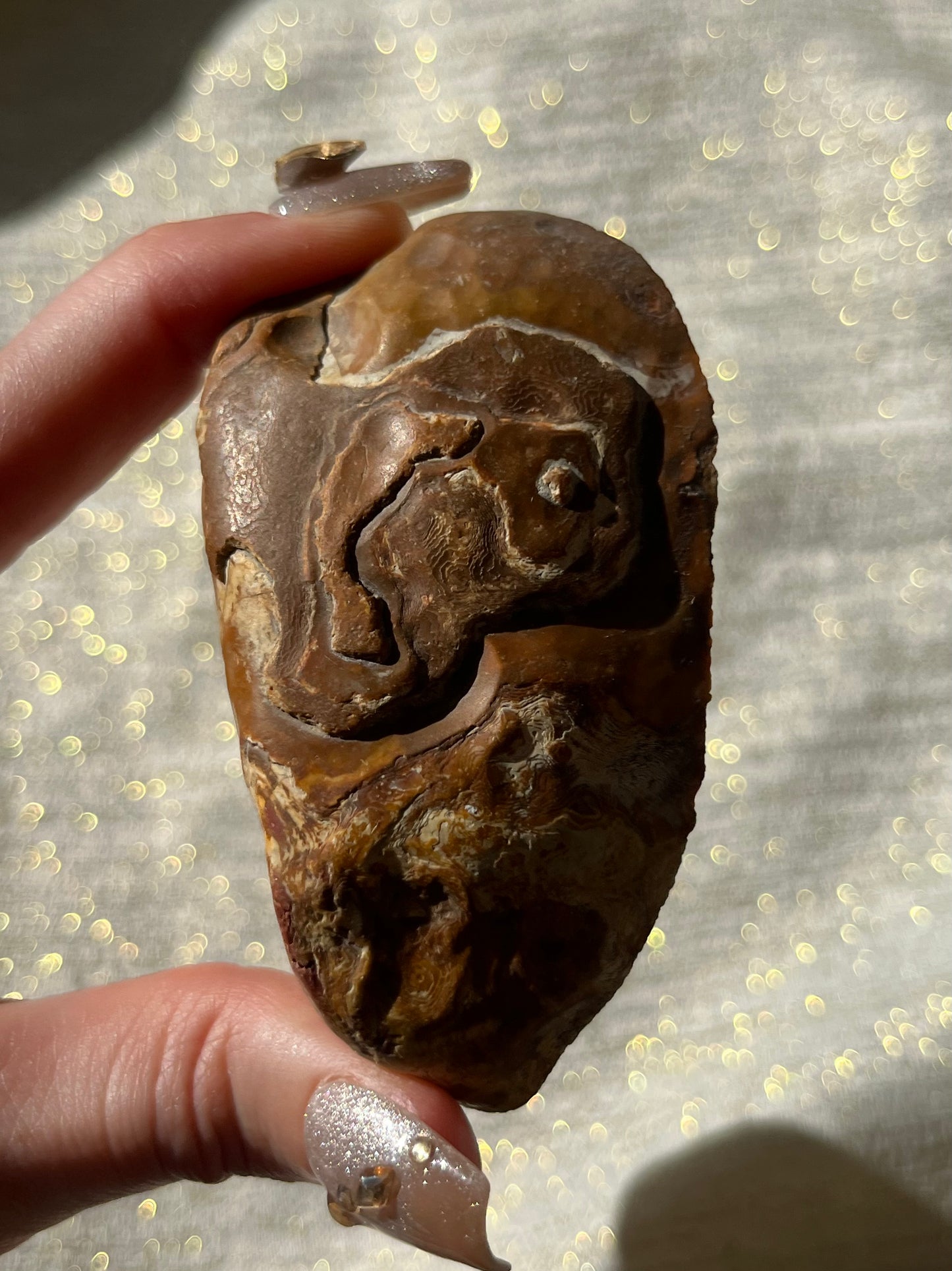 “Pastello” Pink West Indonesian Agate Pair with Amethyst Centre C