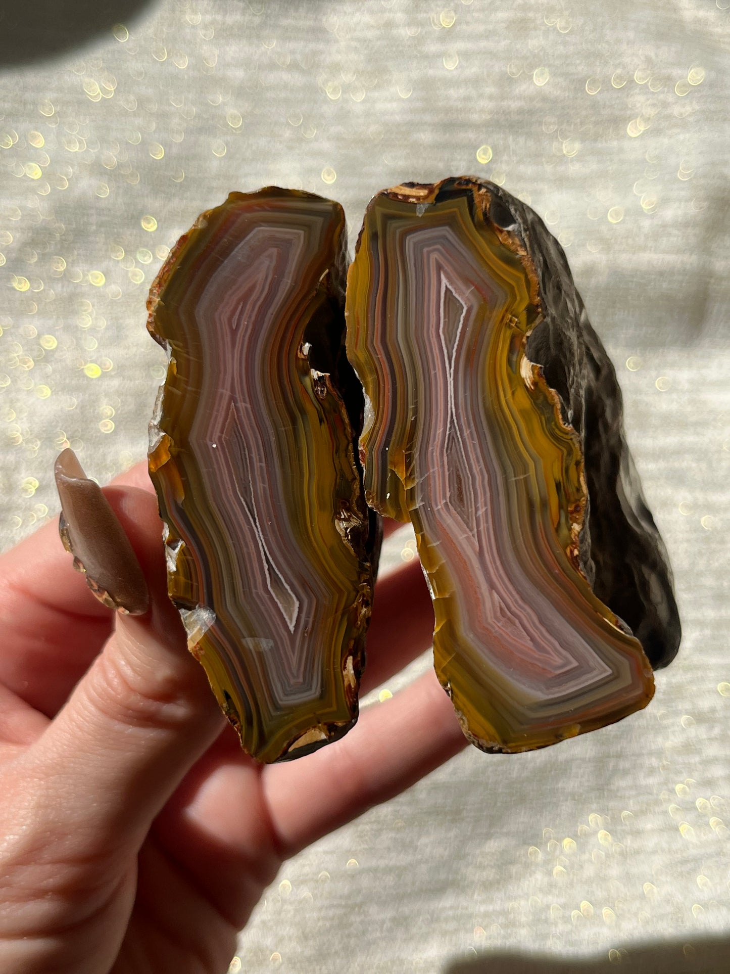 “Roseblush Stratum” Pink West Indonesian Agate Pair A