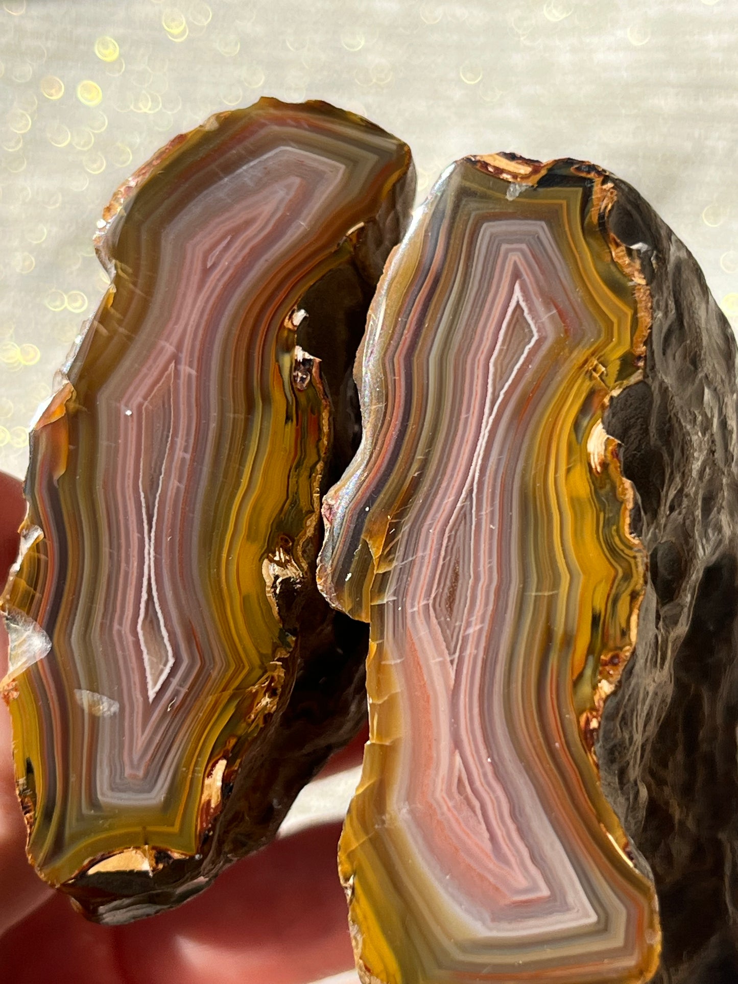 “Roseblush Stratum” Pink West Indonesian Agate Pair A