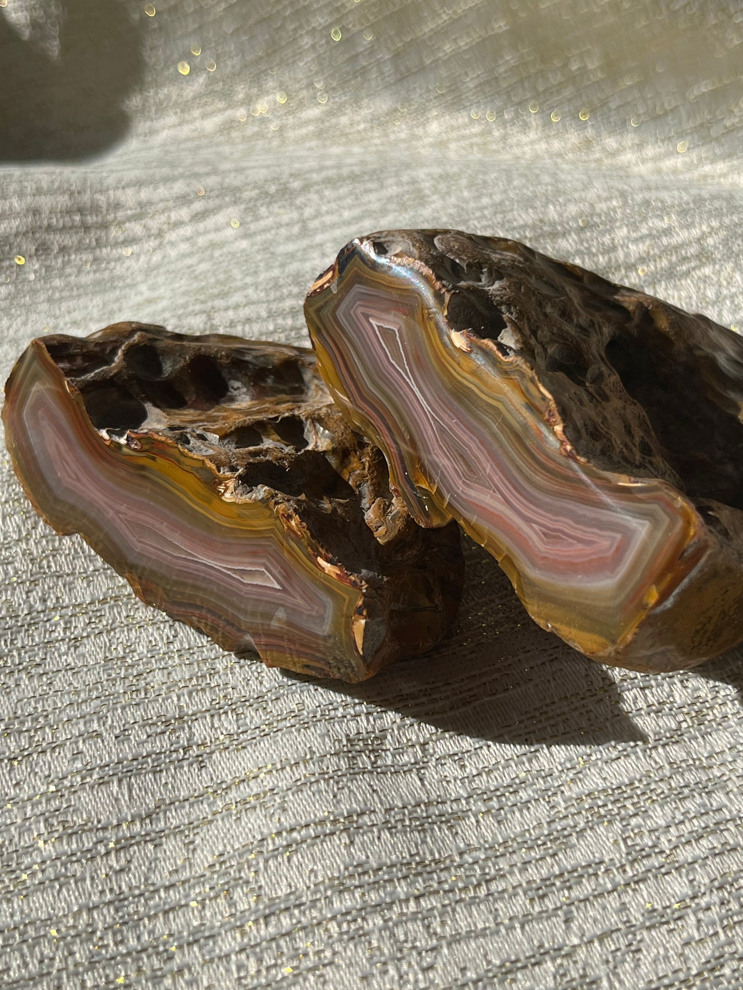 “Roseblush Stratum” Pink West Indonesian Agate Pair A