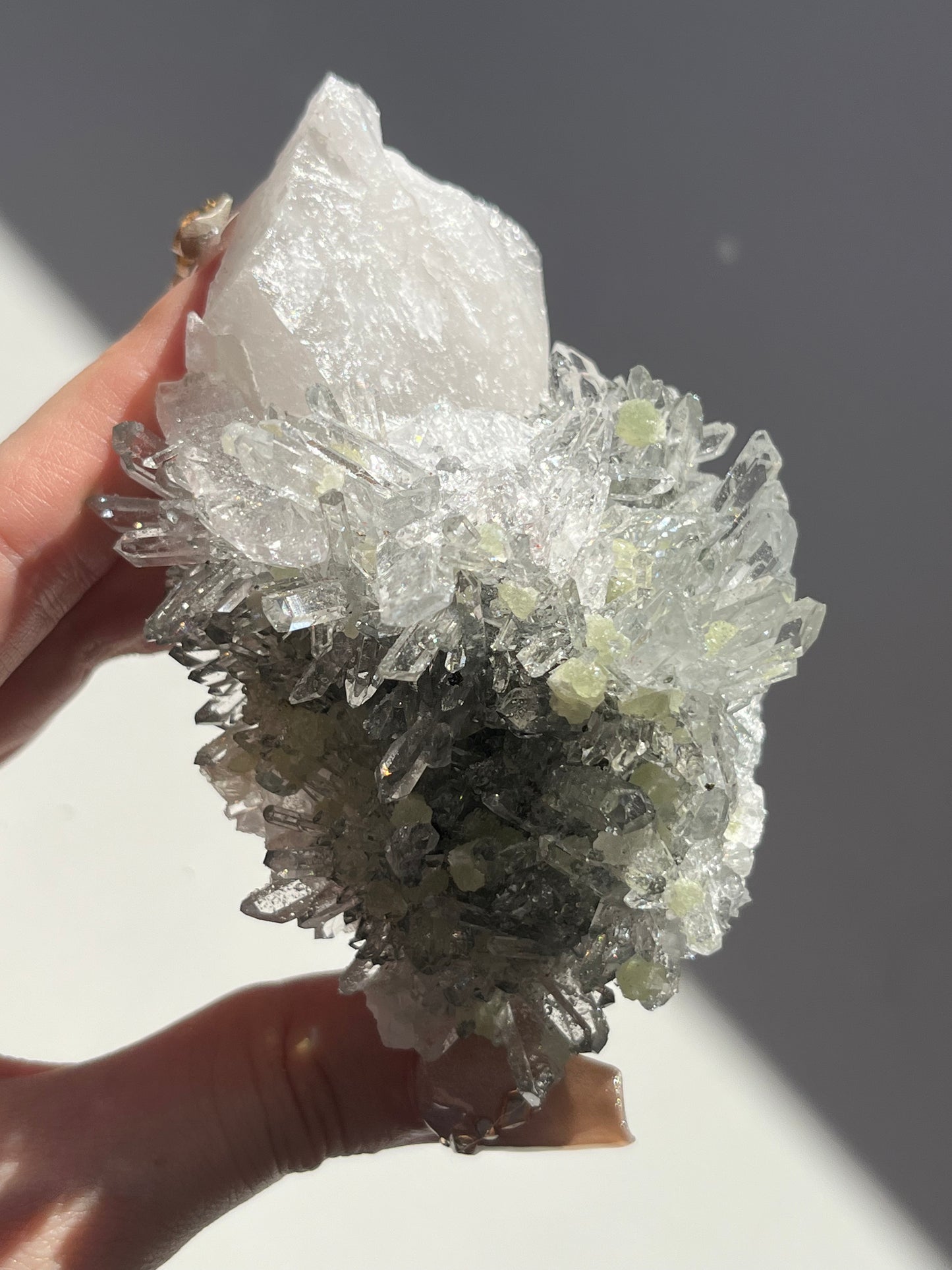 Botryoidal Prehnite with Quartz, Calcite, and Analcime #C