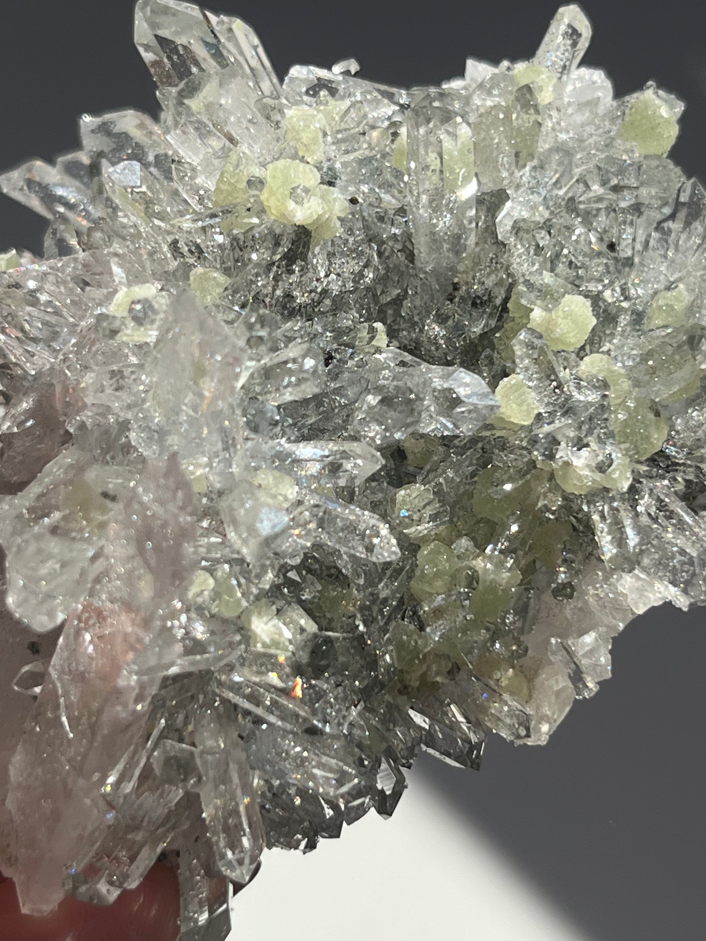 Botryoidal Prehnite with Quartz, Calcite, and Analcime #C