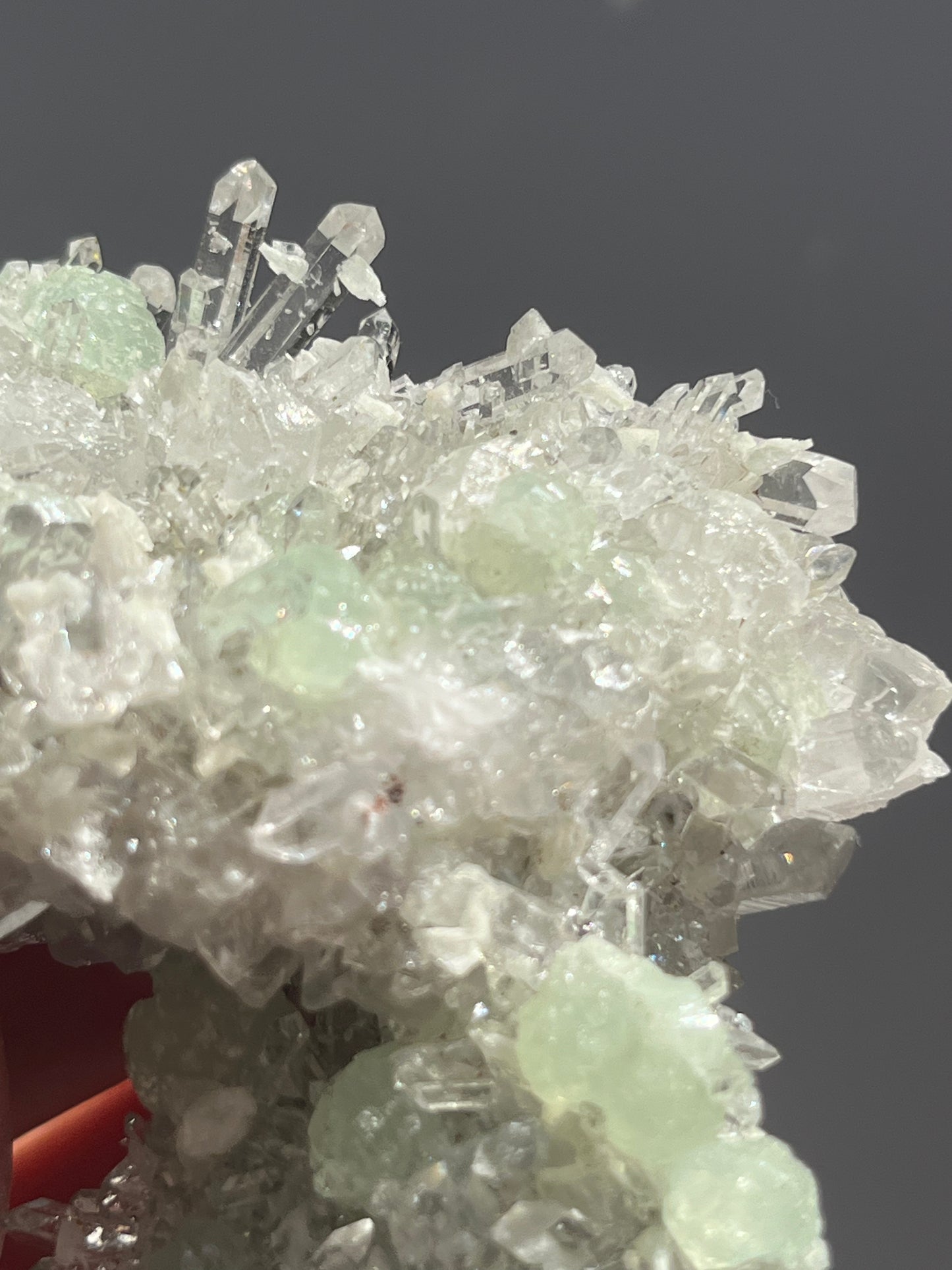 Botryoidal Prehnite with Quartz and Calcite #F