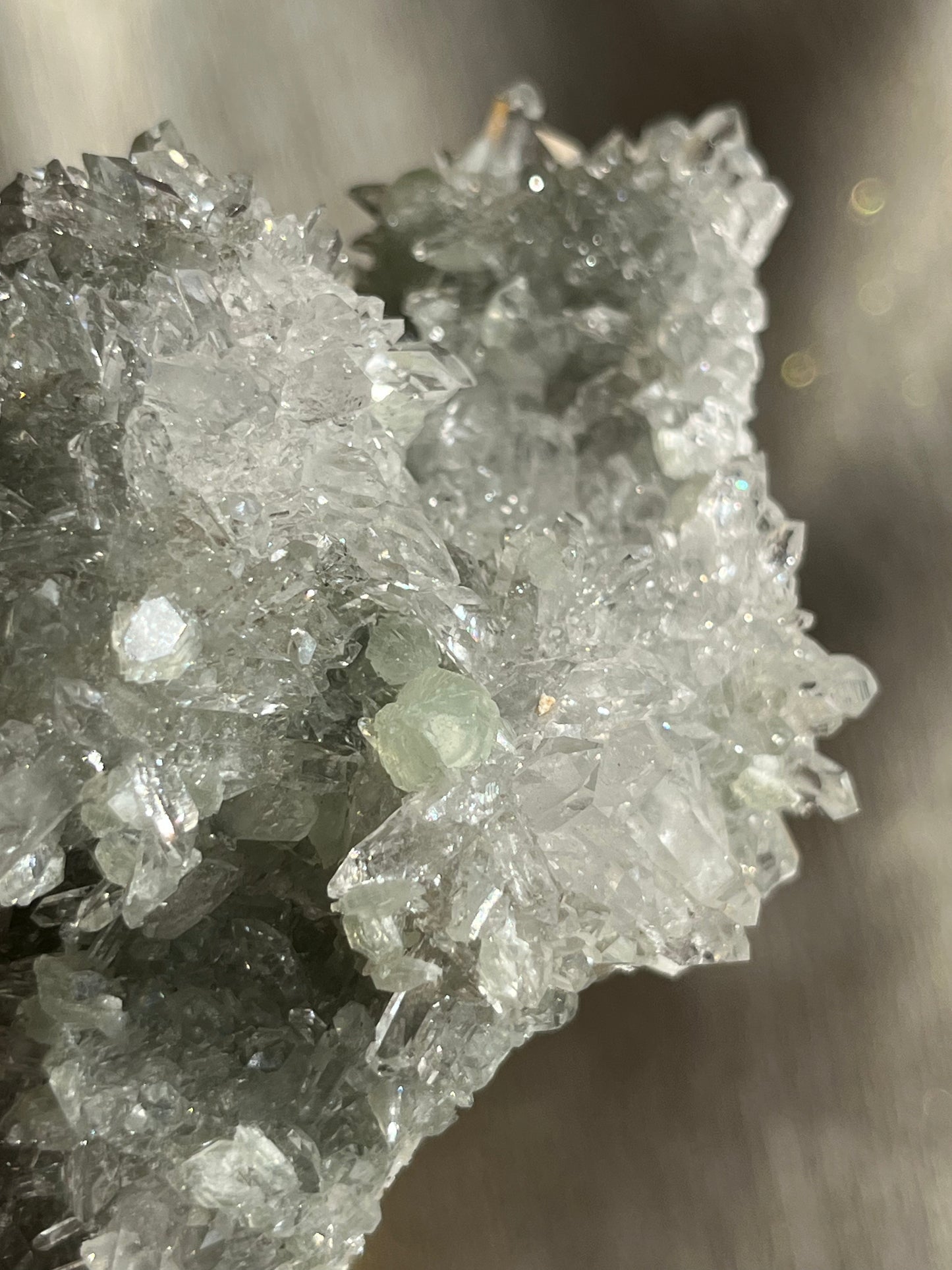 Starburst Quartz Cluster with Botryoidal Prehnite & Calcite (Collector’s Choice)