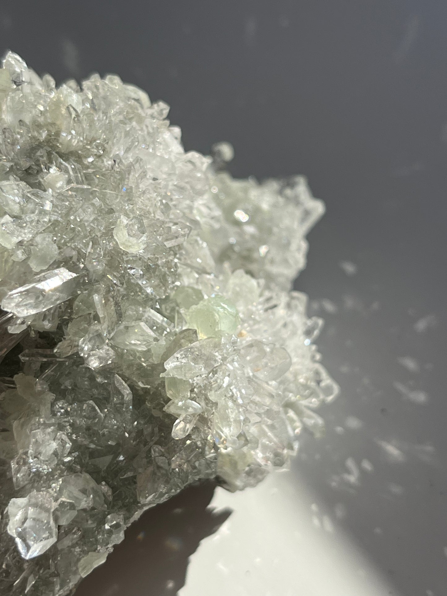 Starburst Quartz Cluster with Botryoidal Prehnite & Calcite (Collector’s Choice)