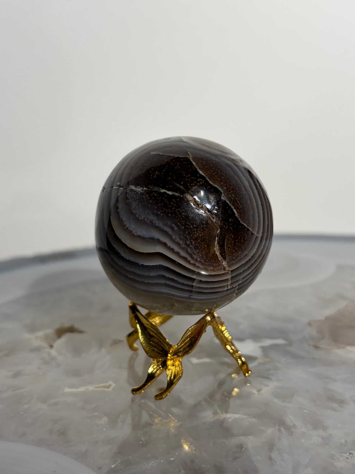 Natural Purple Banded Agate with Quartz Sphere (Perfectly Imperfect)