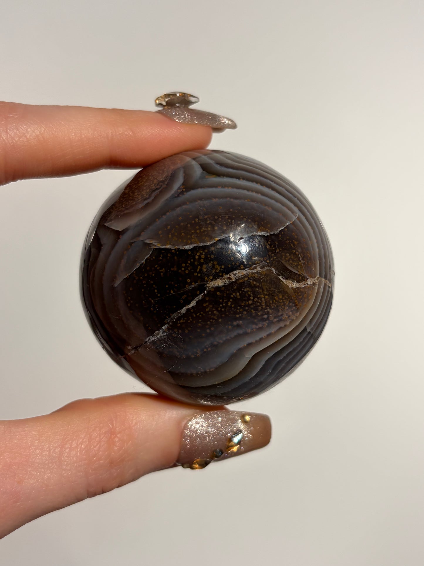 Natural Purple Banded Agate with Quartz Sphere (Perfectly Imperfect)
