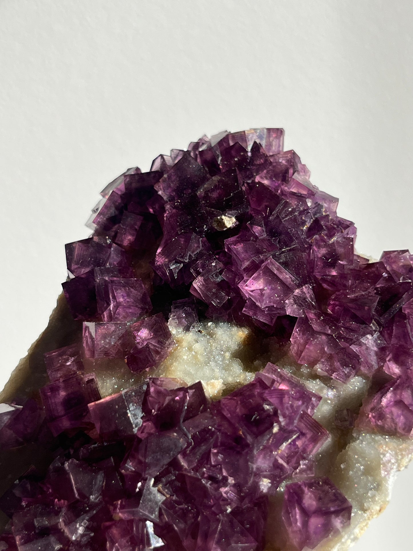 Anhui Fluorite on Druzy Quartz Matrix Specimen D