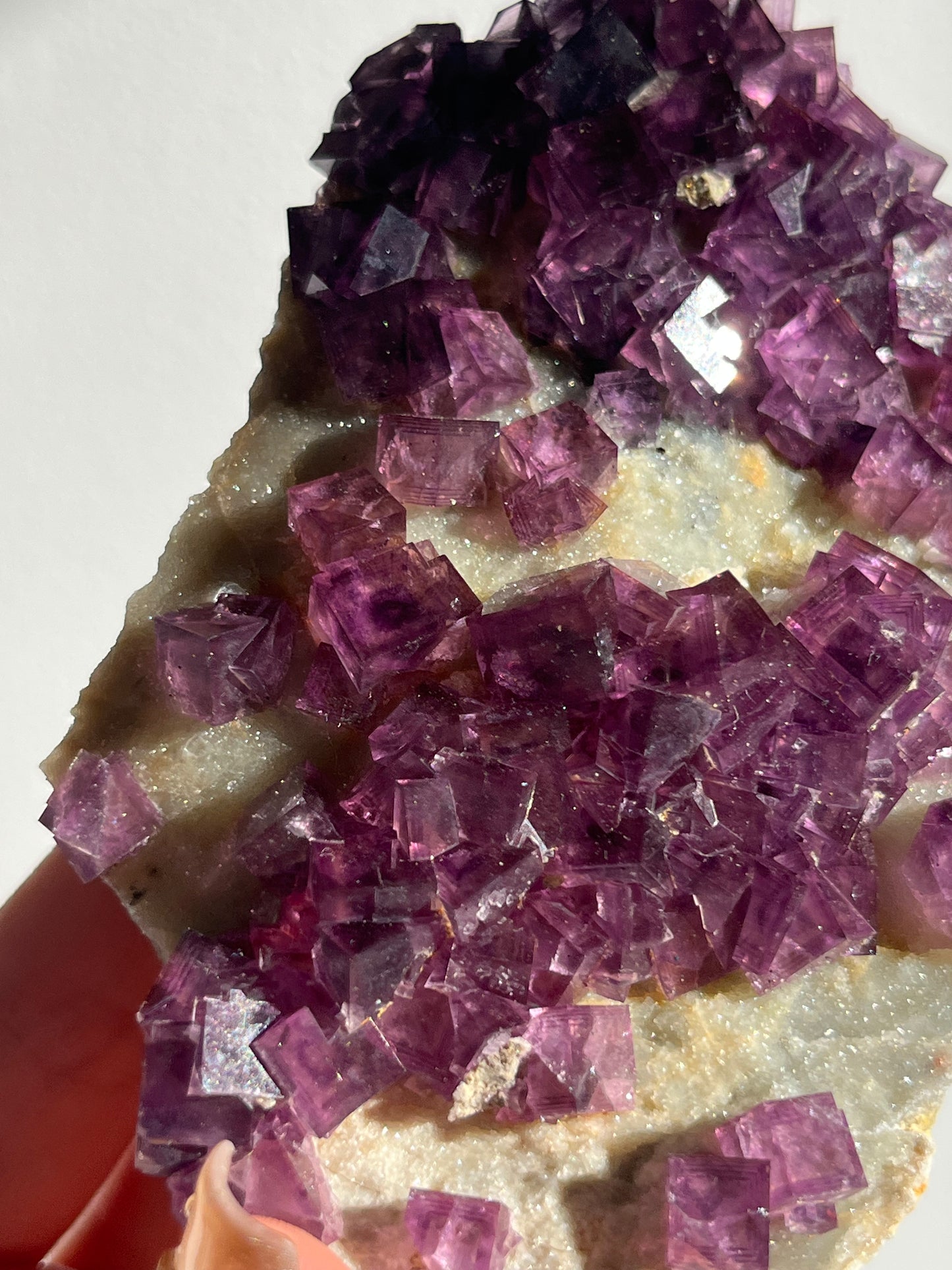 Anhui Fluorite on Druzy Quartz Matrix Specimen D