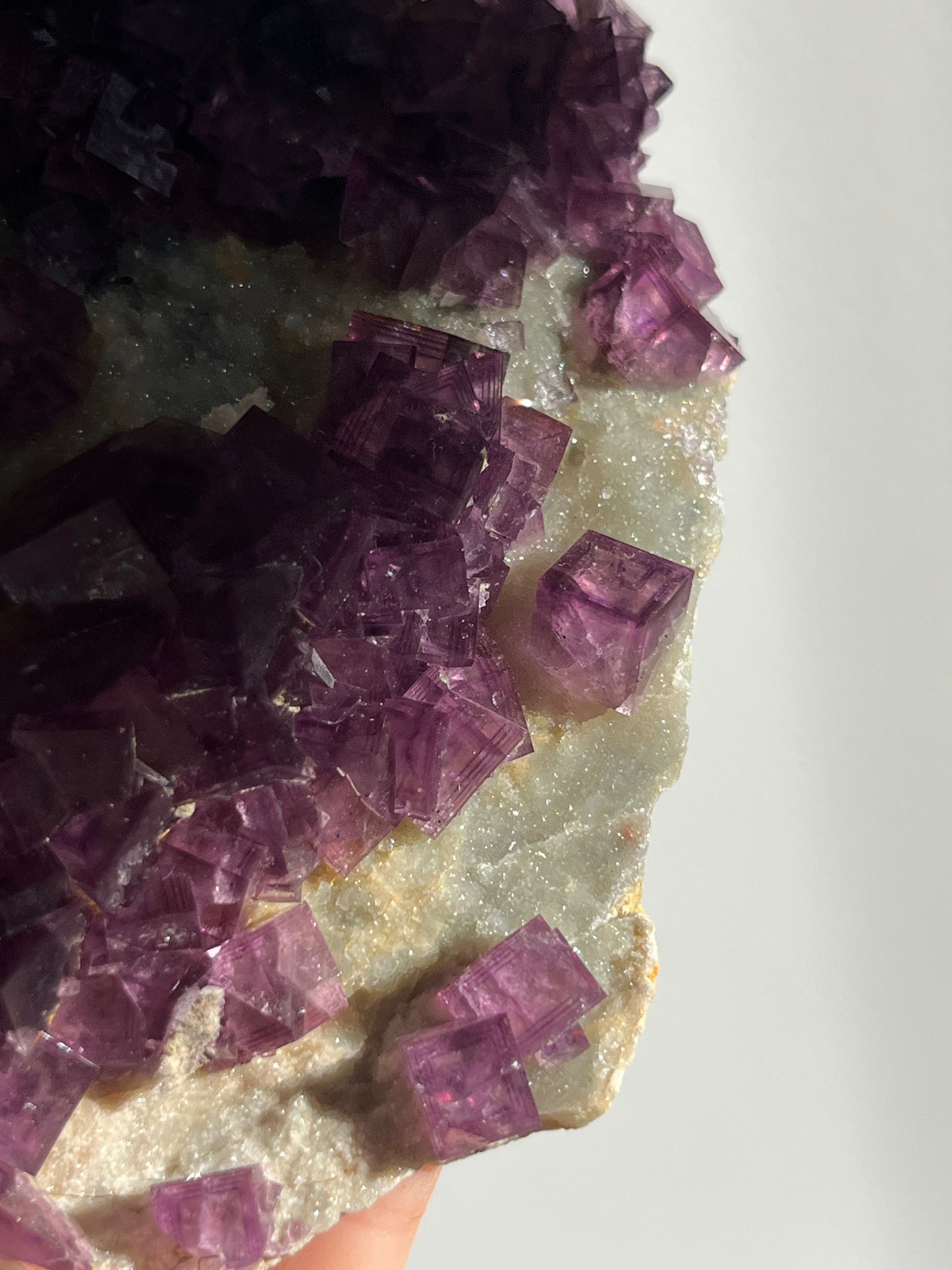 Anhui Fluorite on Druzy Quartz Matrix Specimen D