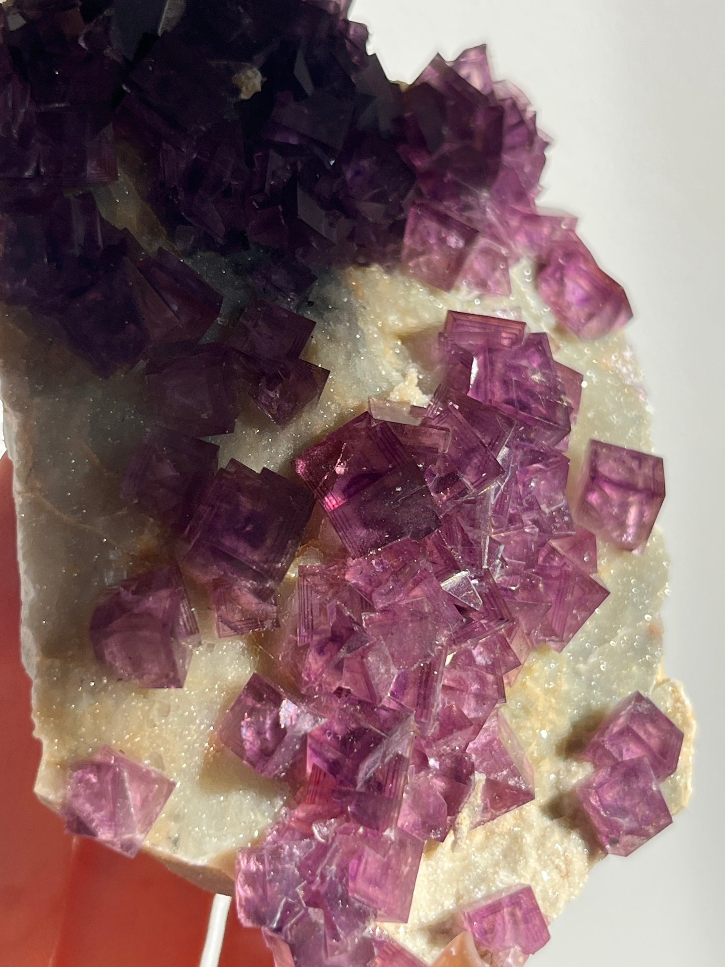 Anhui Fluorite on Druzy Quartz Matrix Specimen D