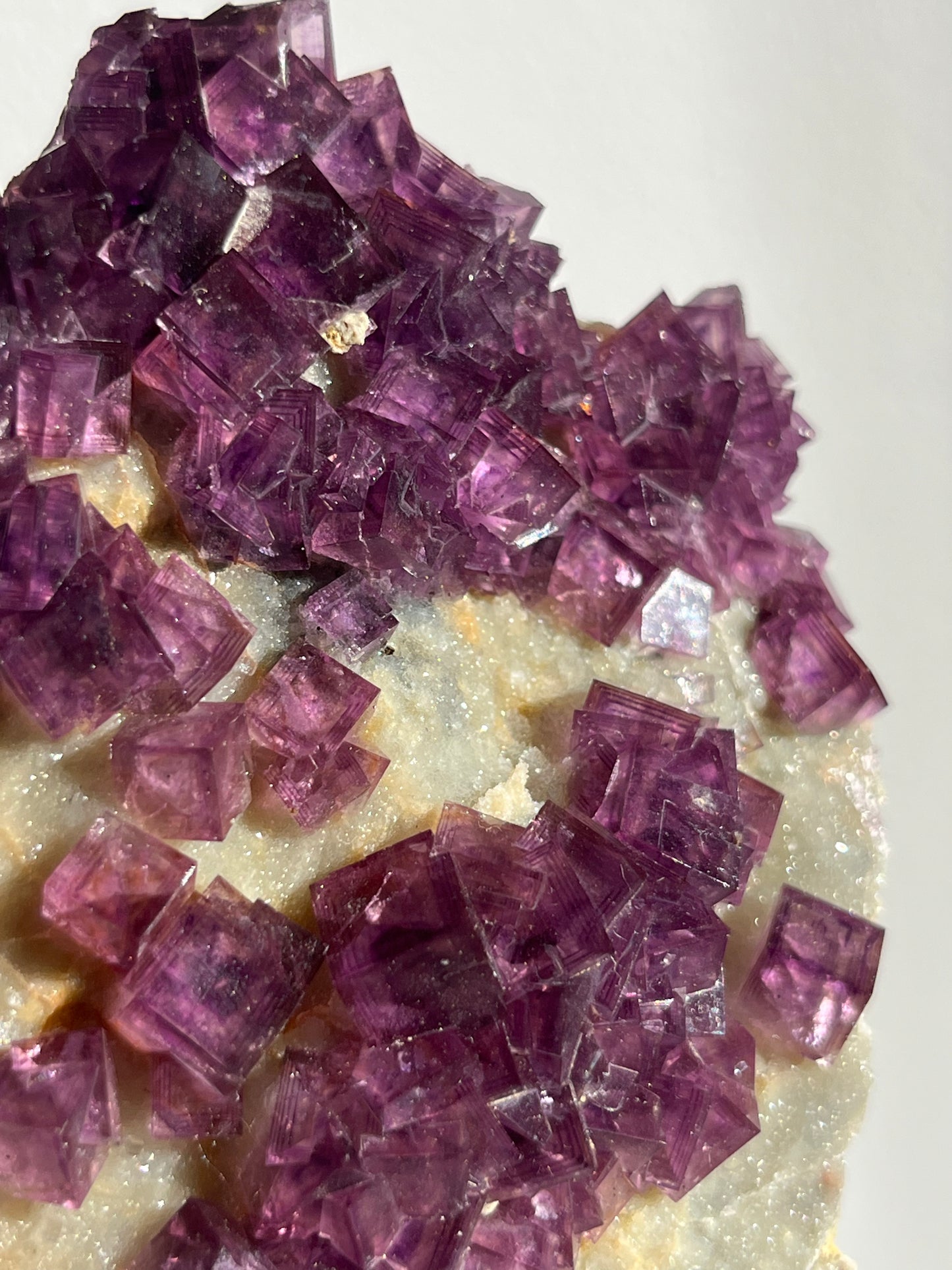 Anhui Fluorite on Druzy Quartz Matrix Specimen D