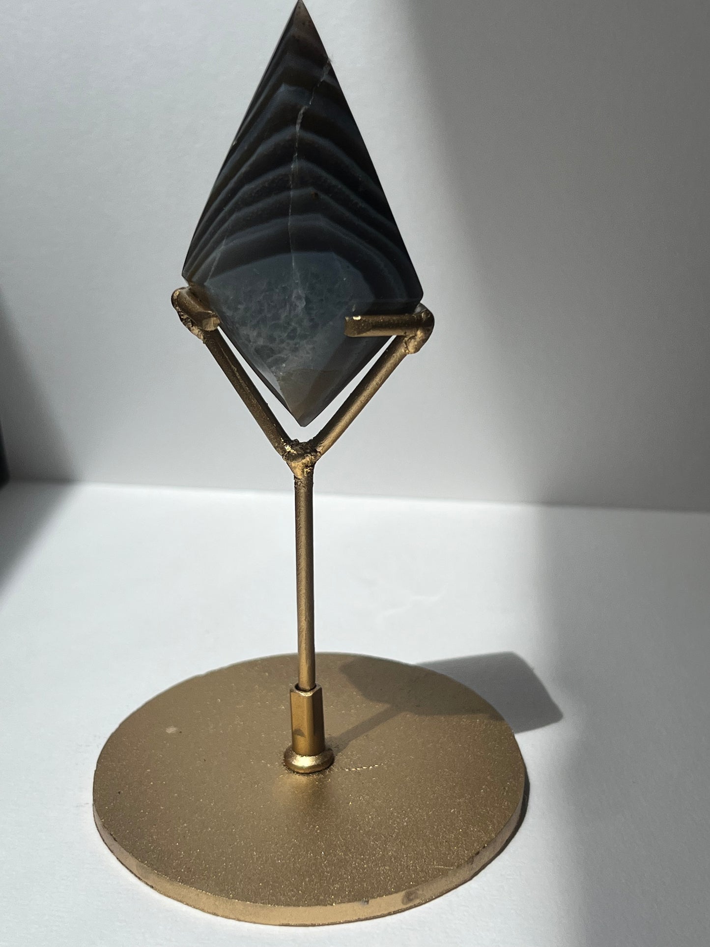 Purple Banded Agate Diamond Carving on Stand E