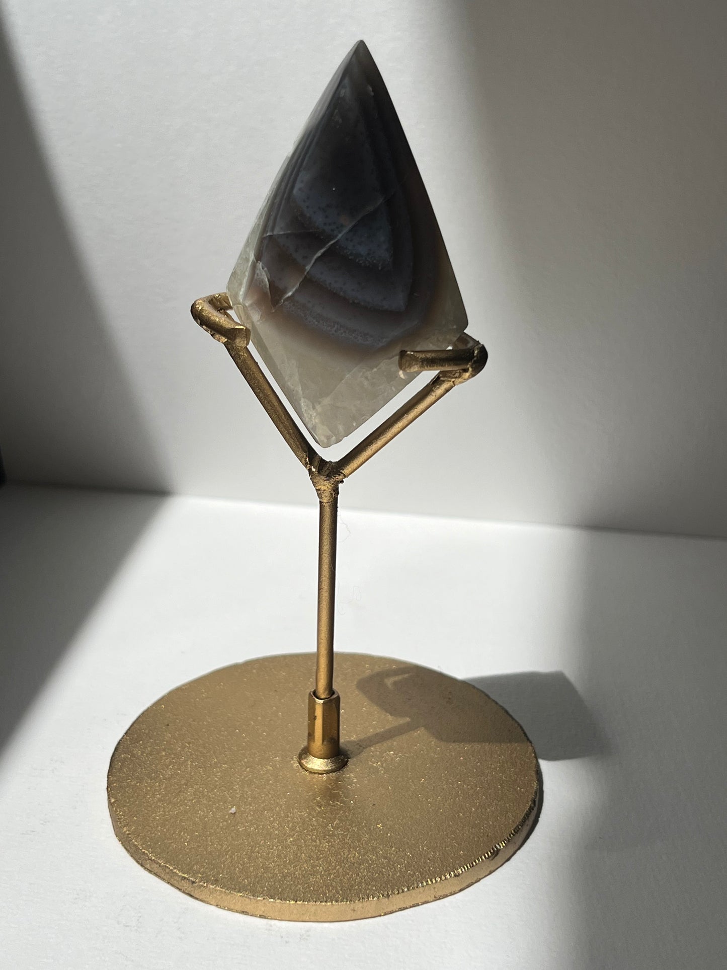 Purple Banded Agate Diamond Carving on Stand C