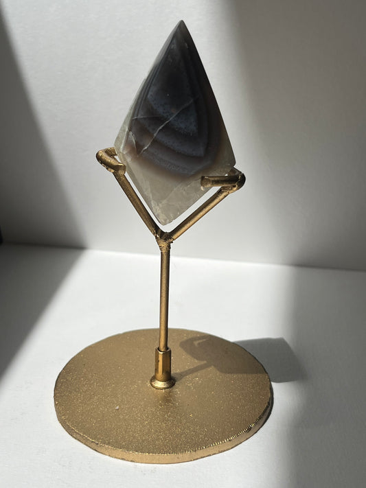 Purple Banded Agate Diamond Carving on Stand C