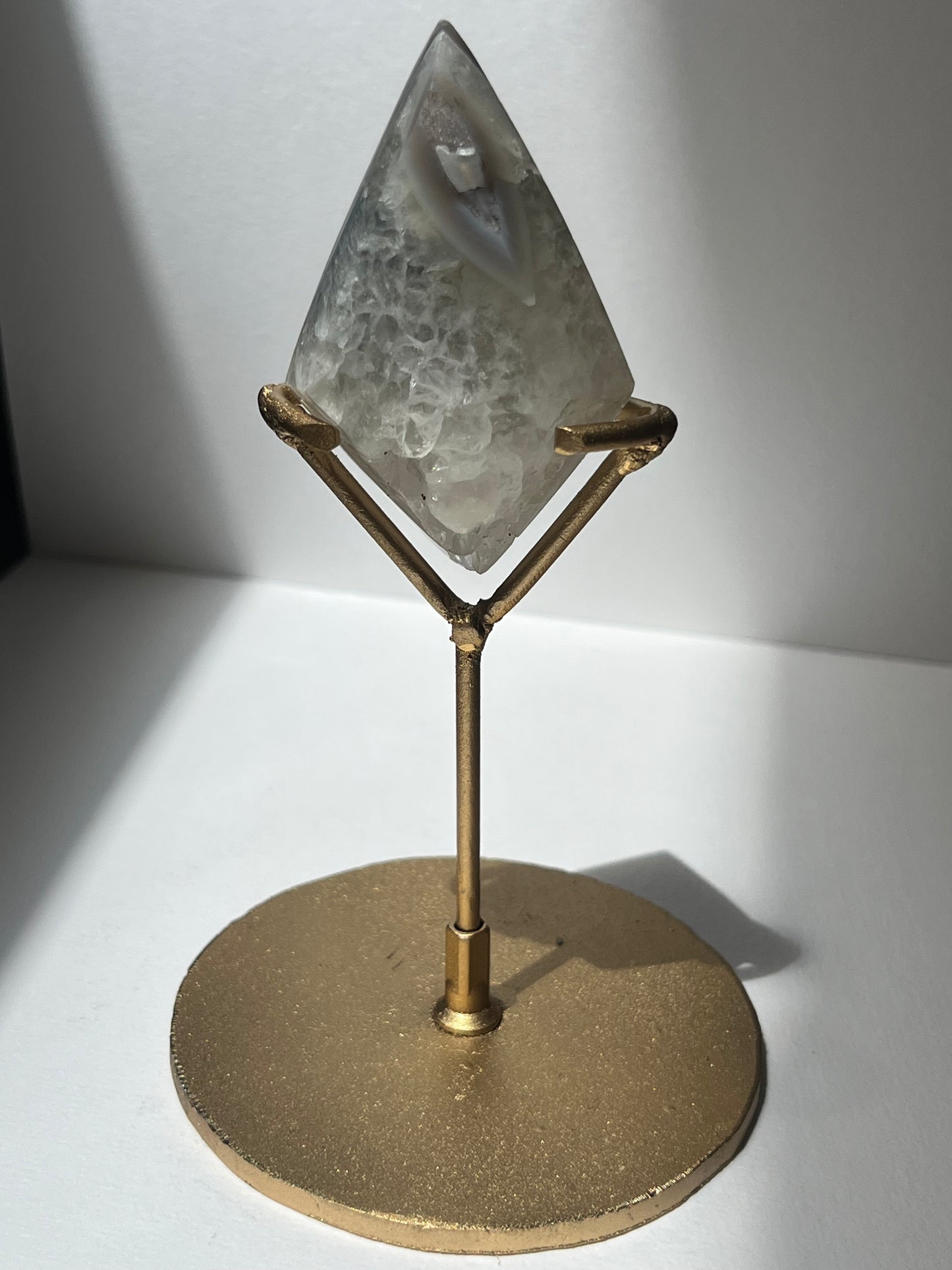 Purple Banded Agate Diamond Carving on Stand C