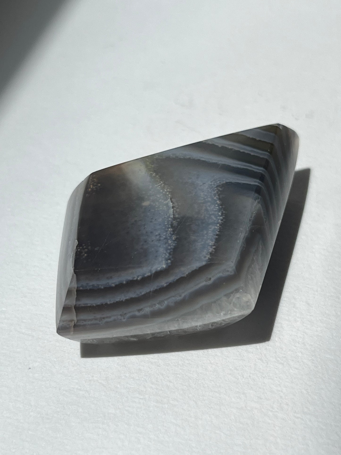 Purple Banded Agate and Quartz Diamond Carving on Stand A